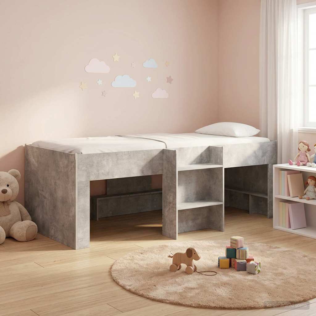 Kreveta za visoko spavanje djece 2 pcs Betonska siva