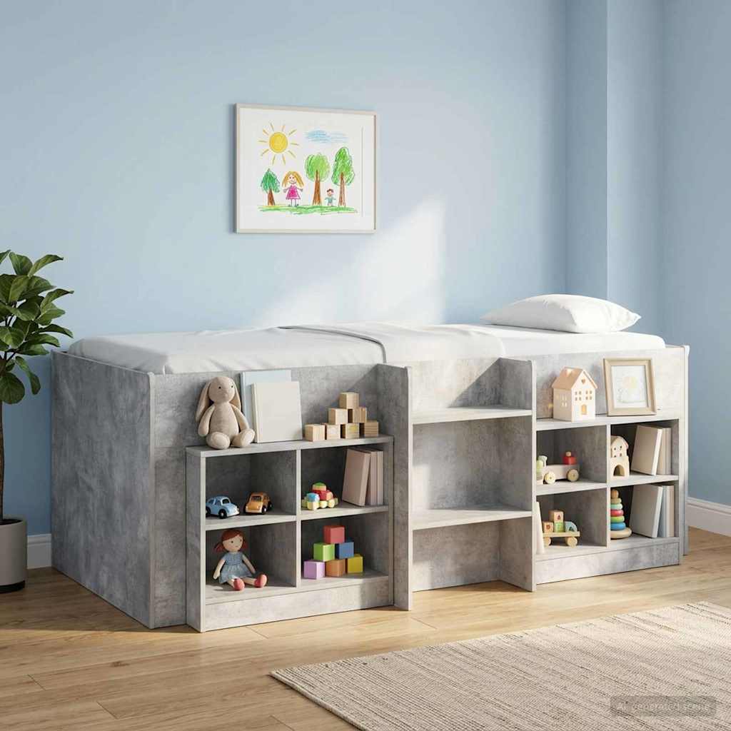 Kreveta za visoko spavanje djece 2 pcs Betonska siva