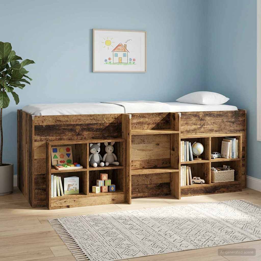 Kreveta za visoko spavanje djece 2 pcs Staro drvo 90 x 190 cm