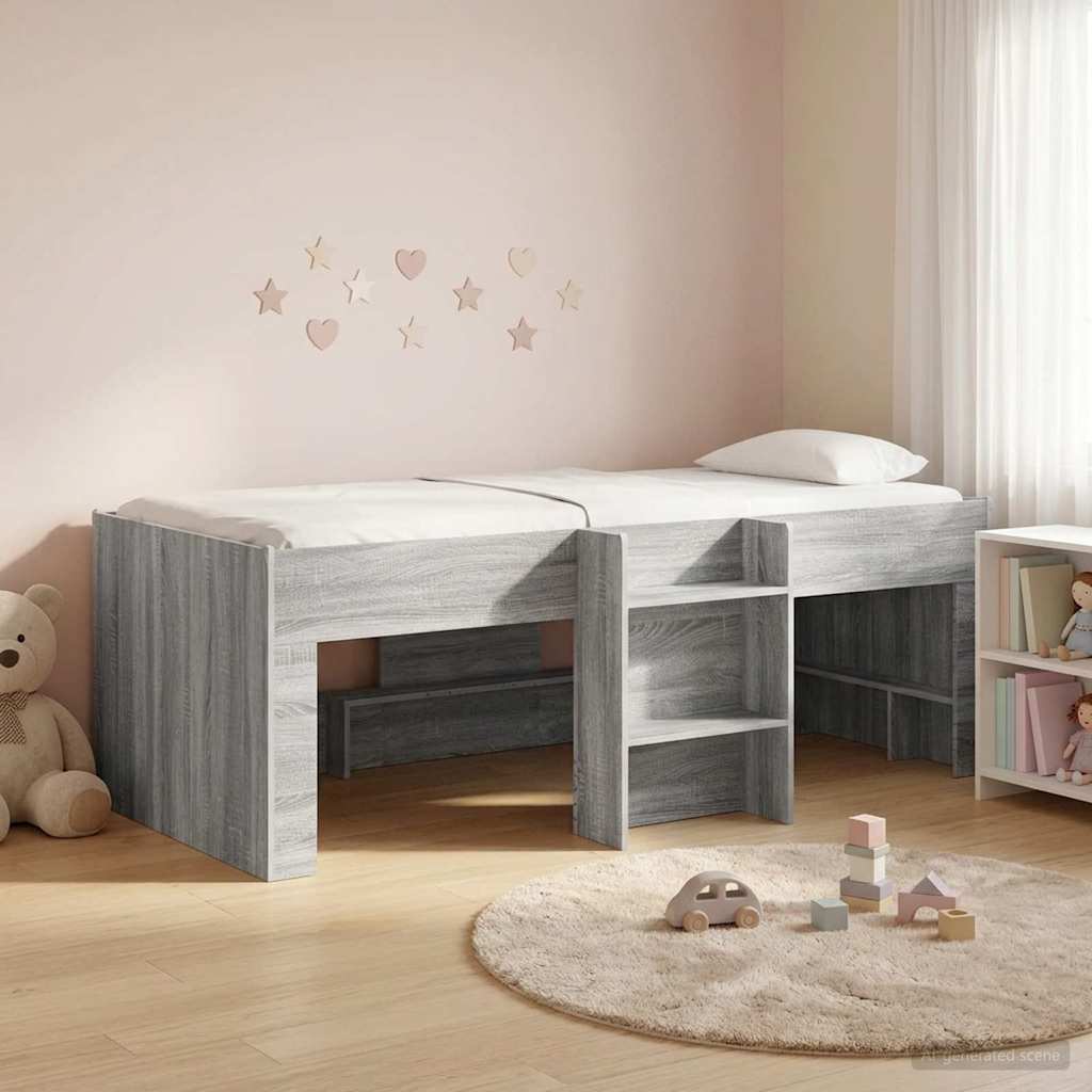 Kreveta za visoko spavanje djece 2 pcs Siva Sonoma
