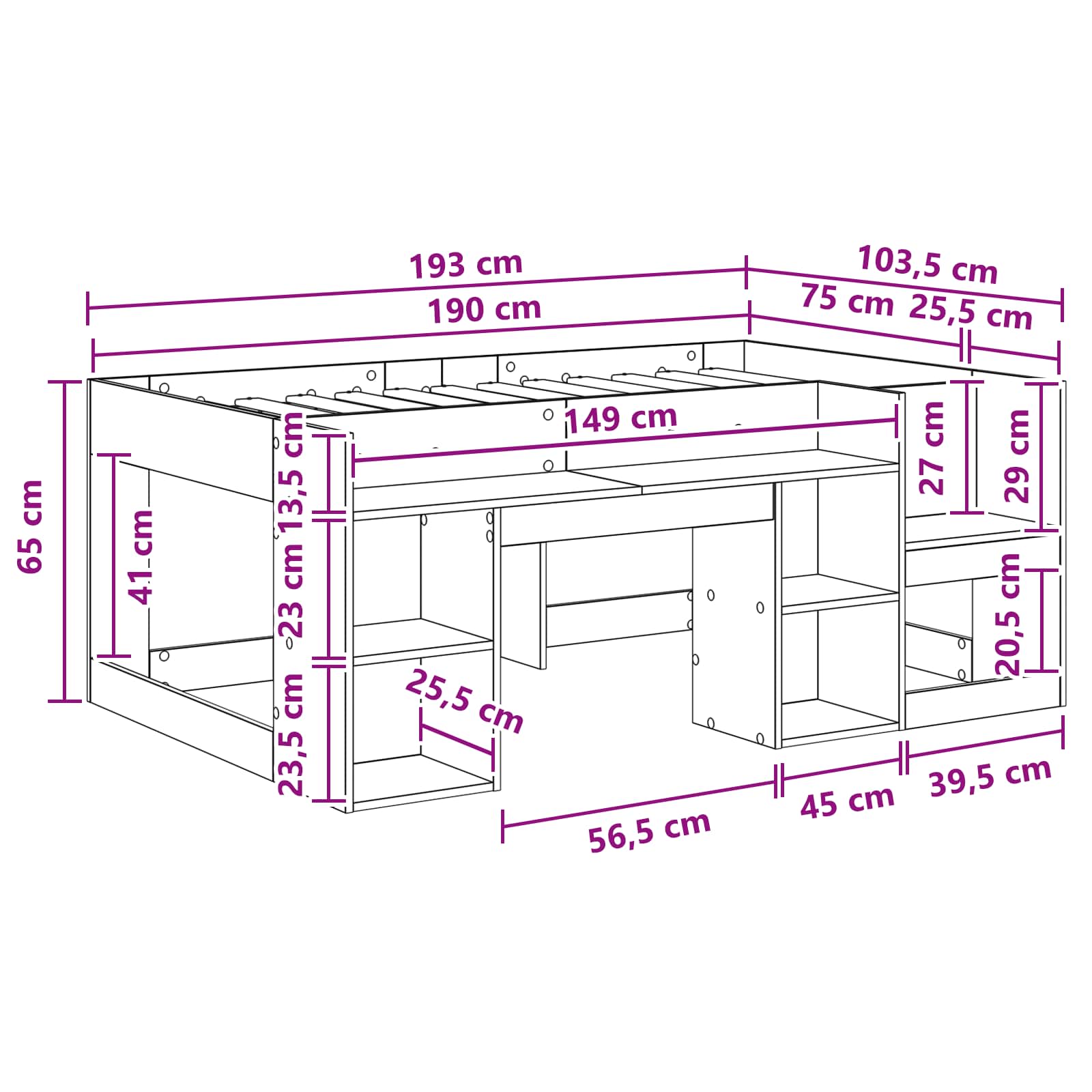 Krevet za djecu s ladicama Hrast sonoma 75 x 190 cm