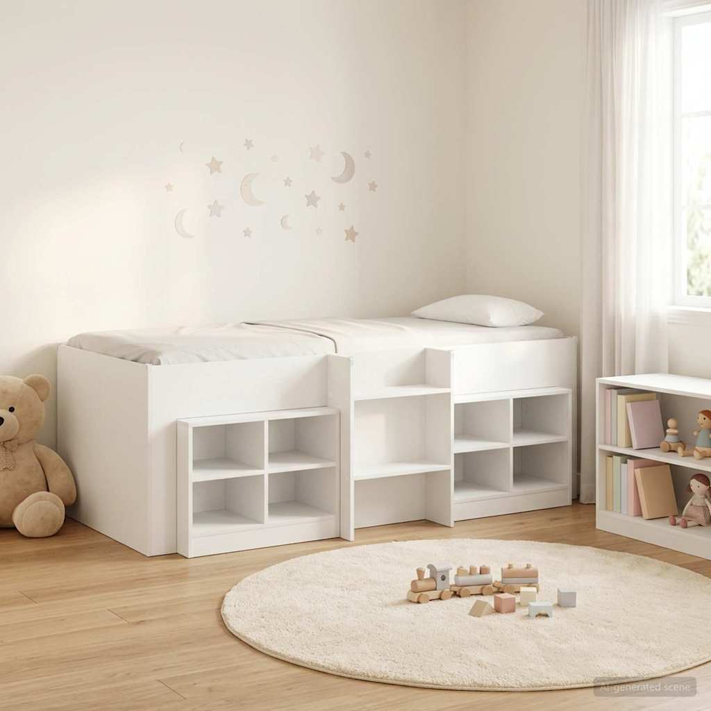 Loft krevet s ormarom s policom 3 pcs Bijela Konstruirano drvo