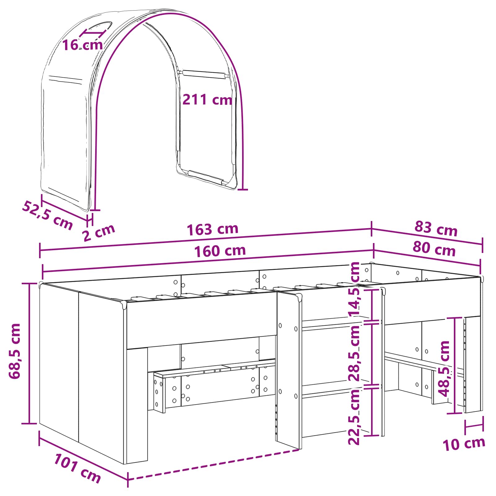 Krevet s Tunelom 4 pcs Bijela Konstruirano drvo