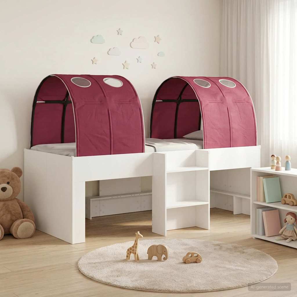 Krevet s Tunnels 4 pcs Bijela i crvena Konstruirano drvo
