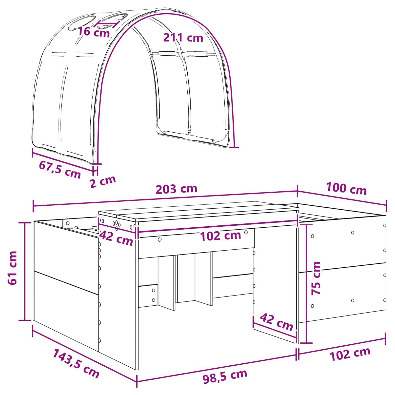 Krevet s Tunnels 4 pcs Bijela i plava Konstruirano drvo