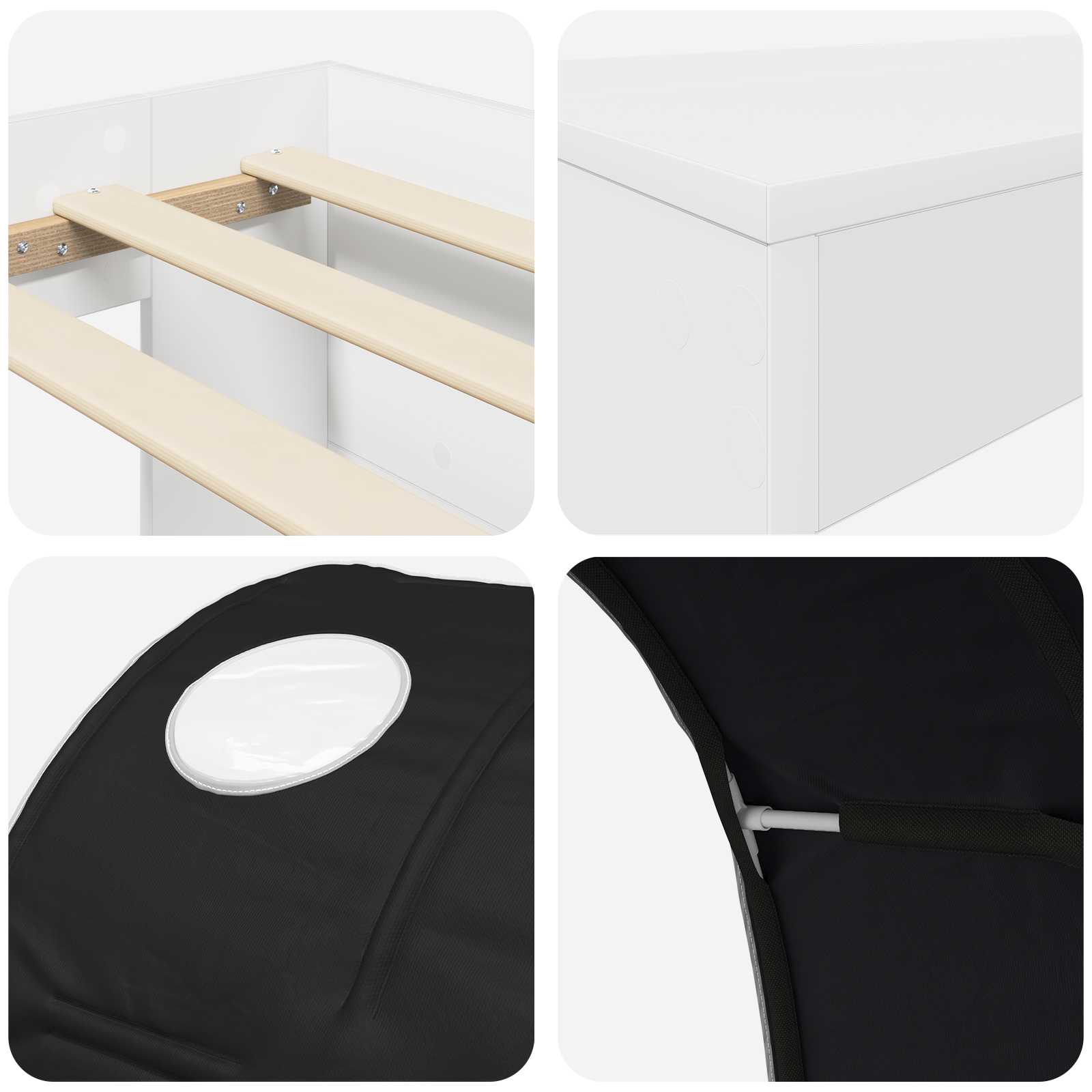 Krevet s Tunnels 4 pcs Bijela i crna Konstruirano drvo