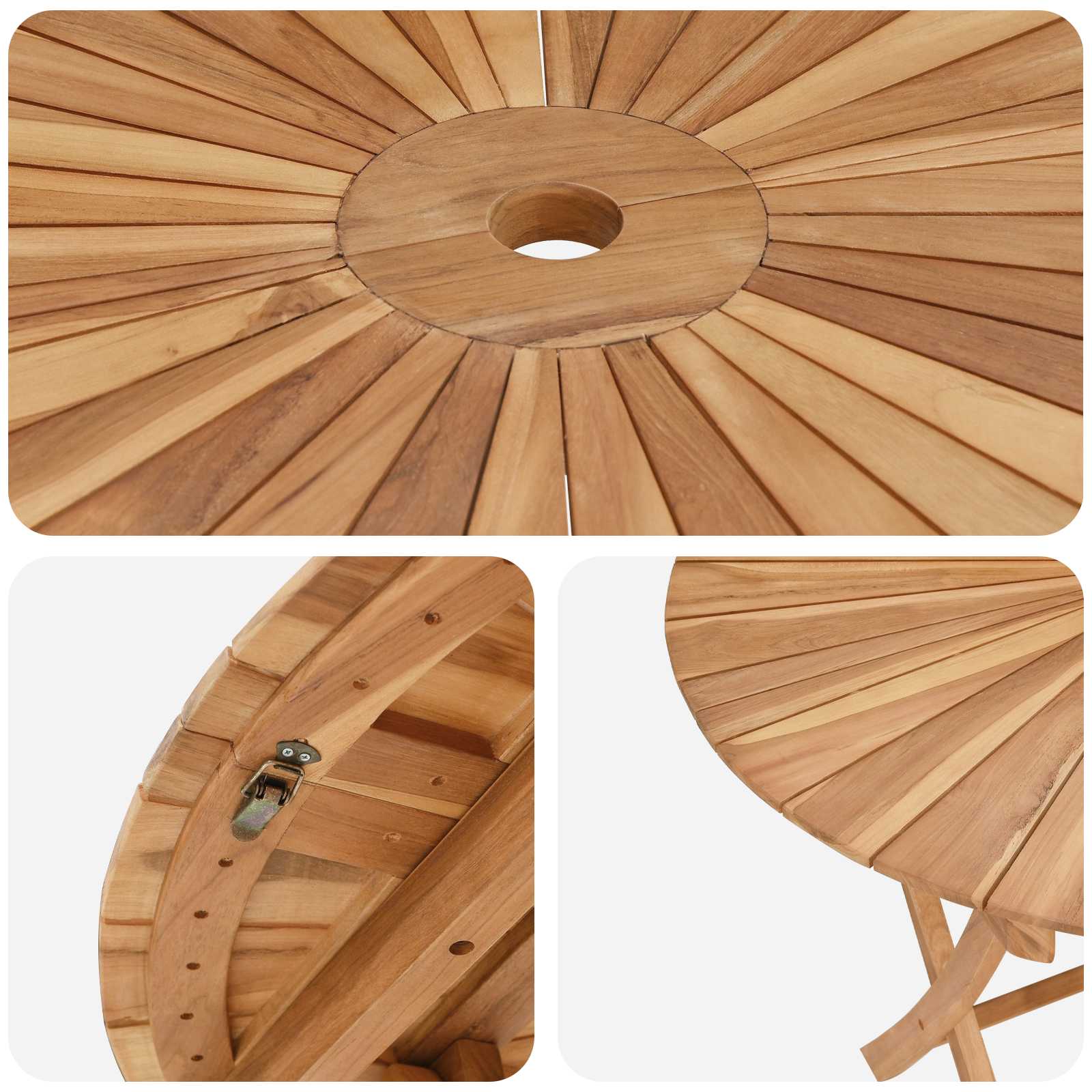 Preklopni vrtni stol Prirodna Ø 110 x 75 cm Čvrsto teak drvo