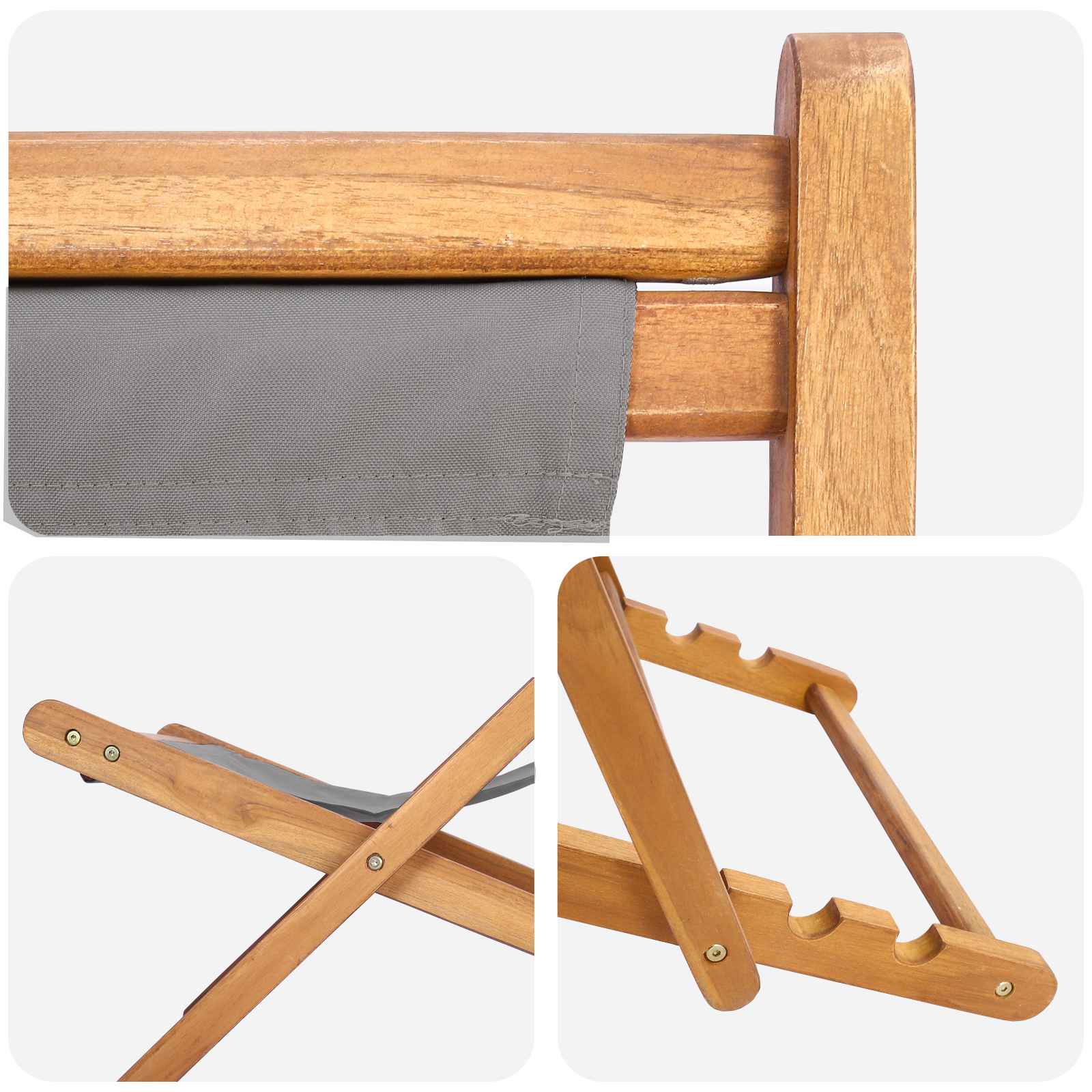 ležaljka Svjetlosiva Čvrsto teak drvo