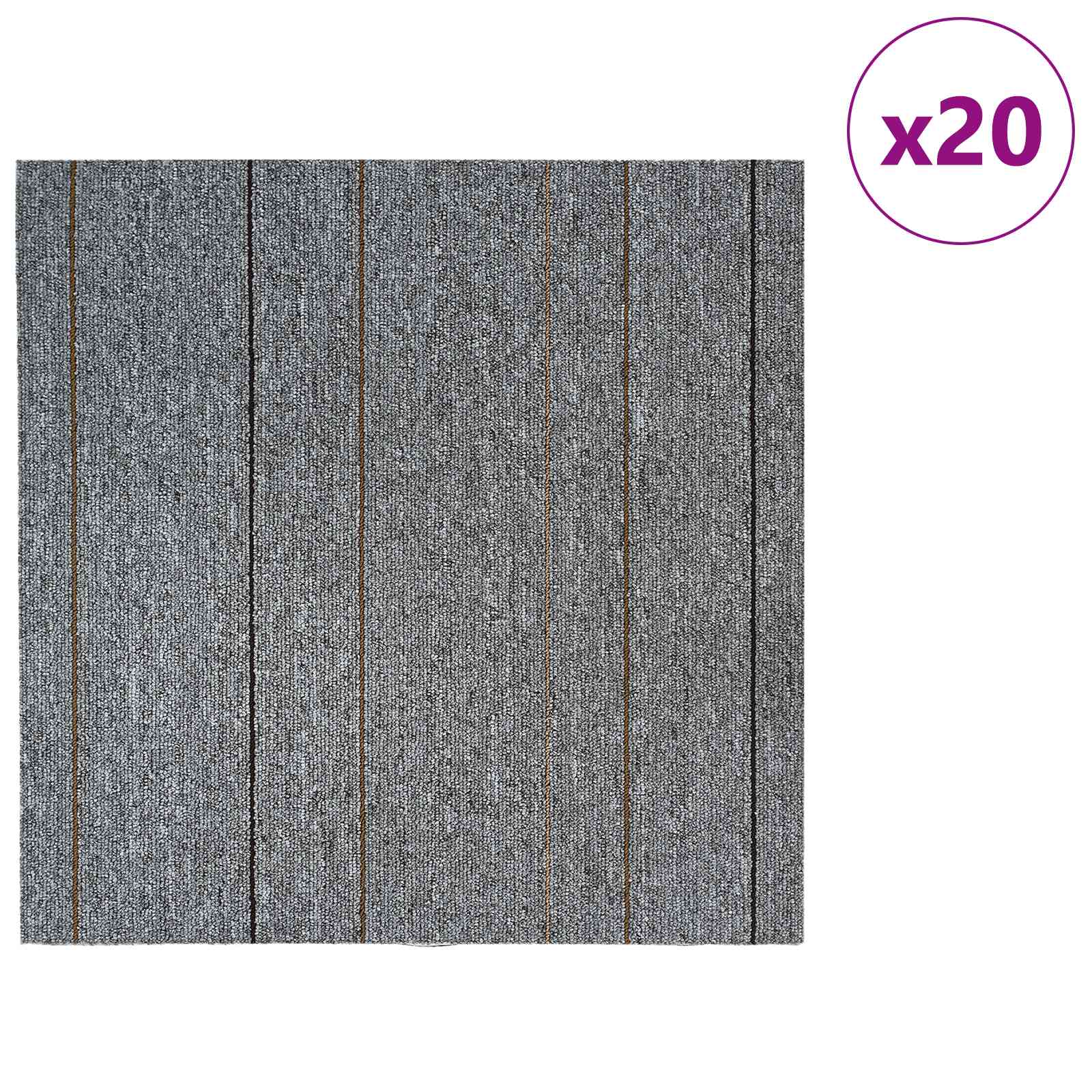 Tepih pločica Svjetlosiva s prugama 50 x 50 cm 20 pcs