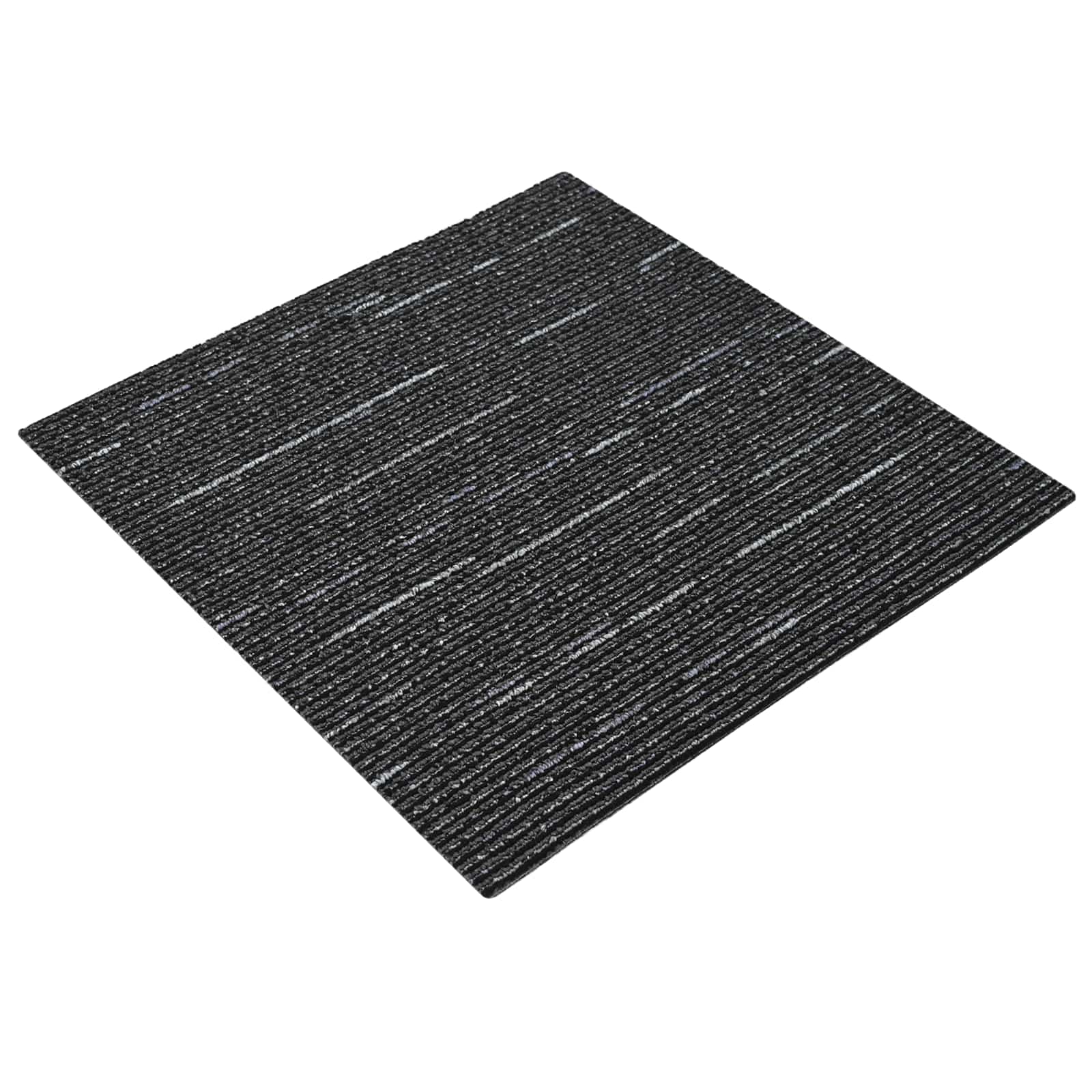 Tepih pločica Prugasta Crna 50 x 50 cm 20 pcs PP i bitumen