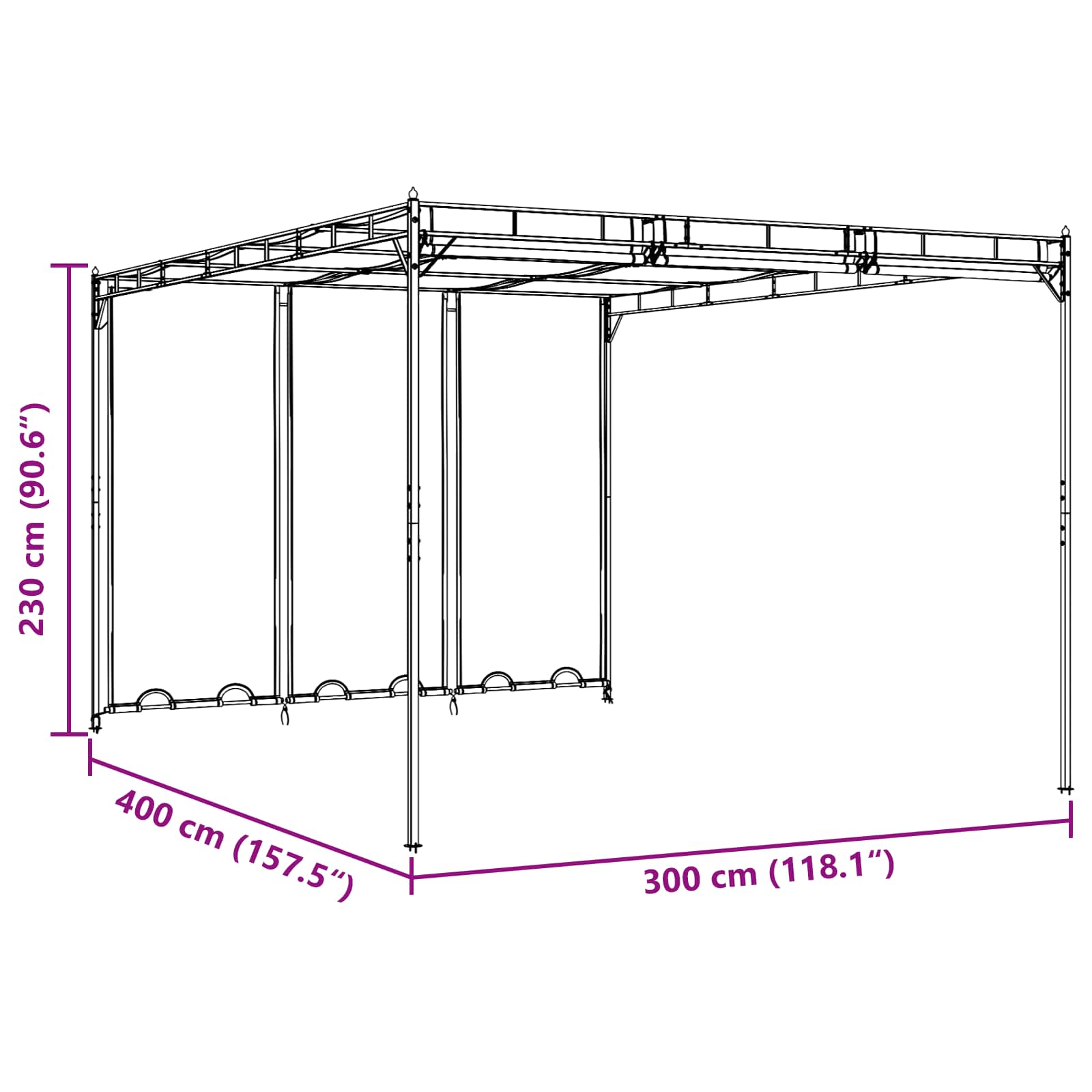 Gazebo 4 x 3 x 2,3 m Zelena Poliester i čelik