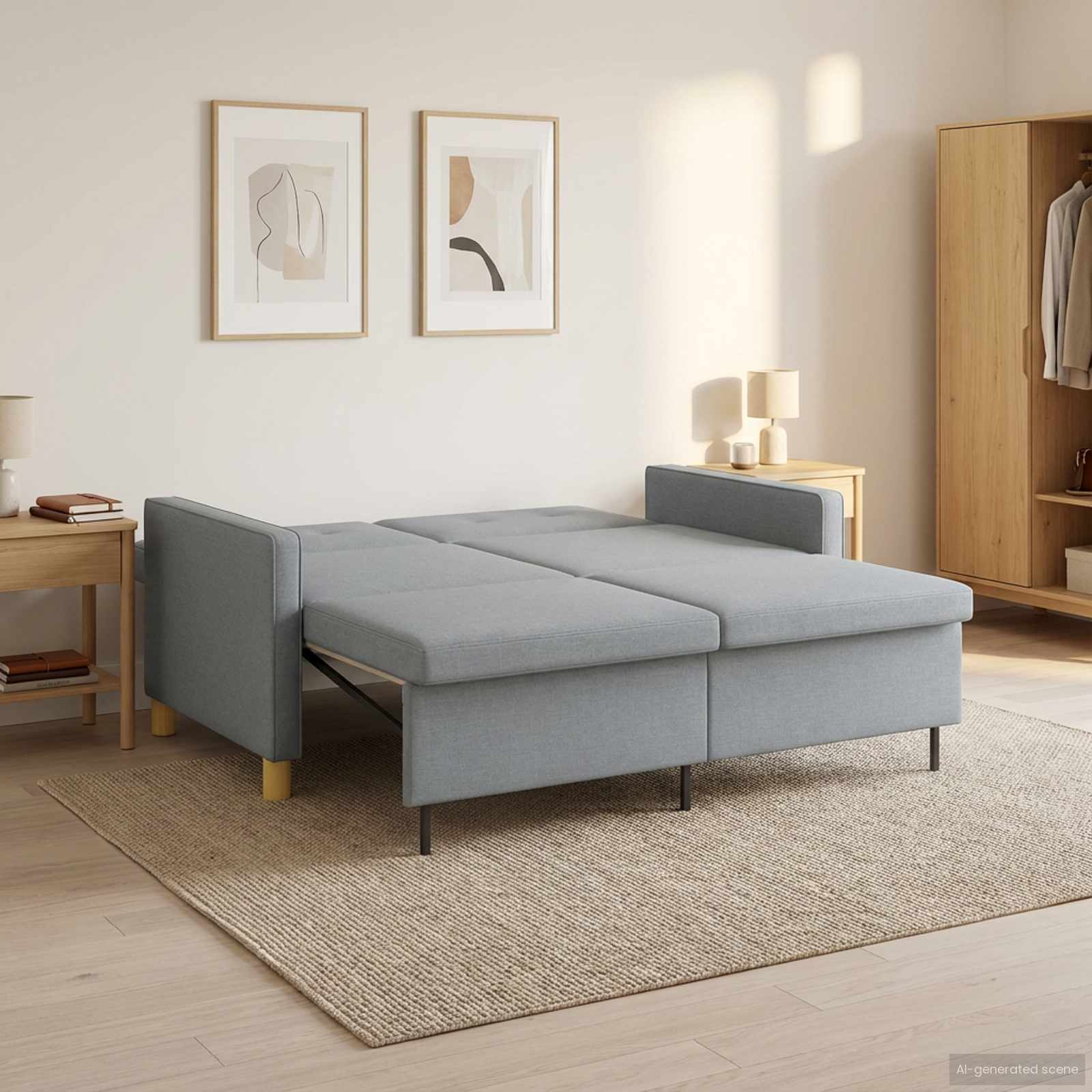 Krevet-sofa na razvlačenje Svijetlo zelena Tkanina
