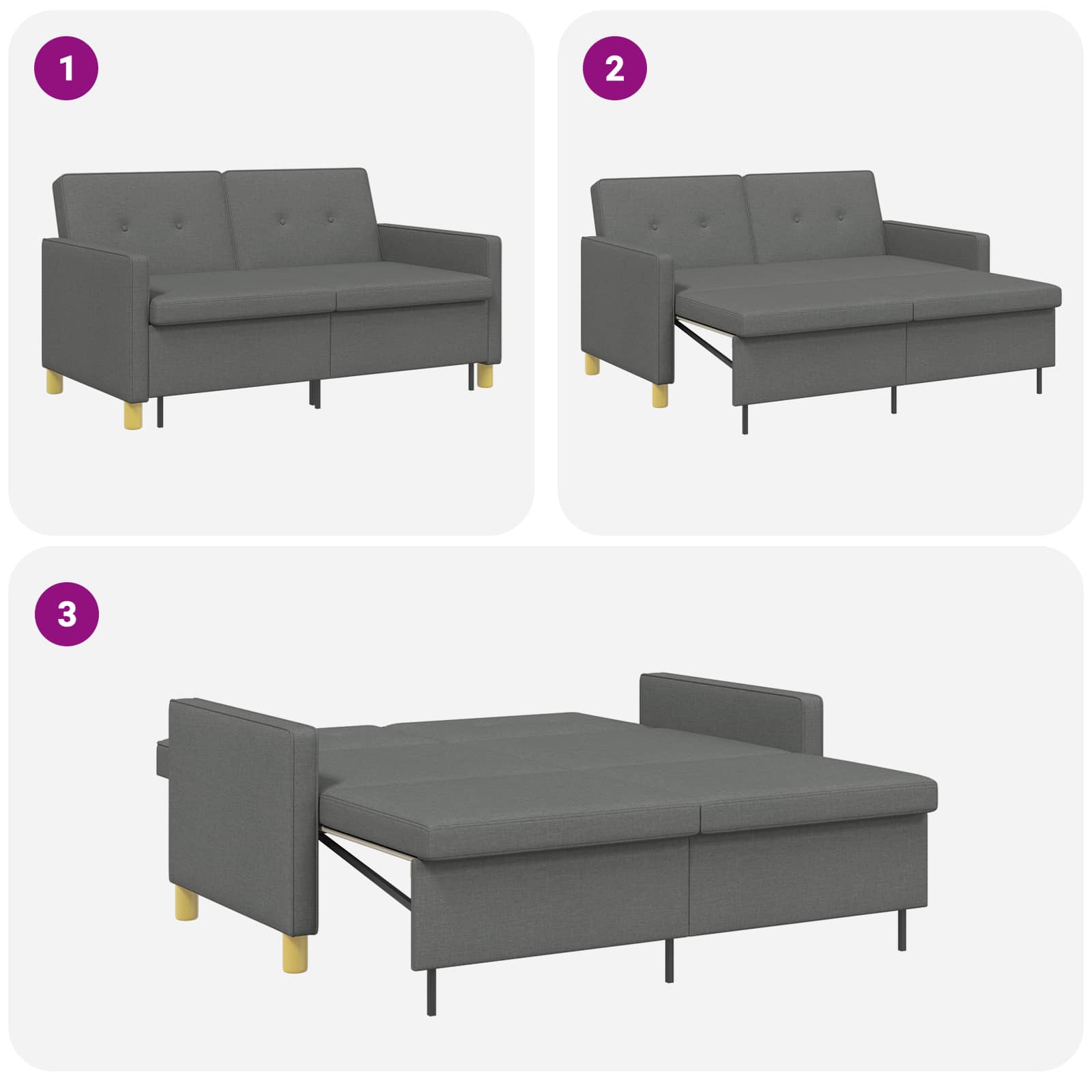 Krevet-sofa na razvlačenje Tamnosiva Tkanina
