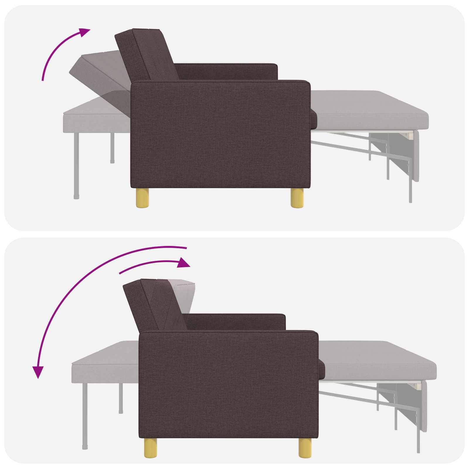 Krevet-sofa na razvlačenje Tamno smeđa Tkanina
