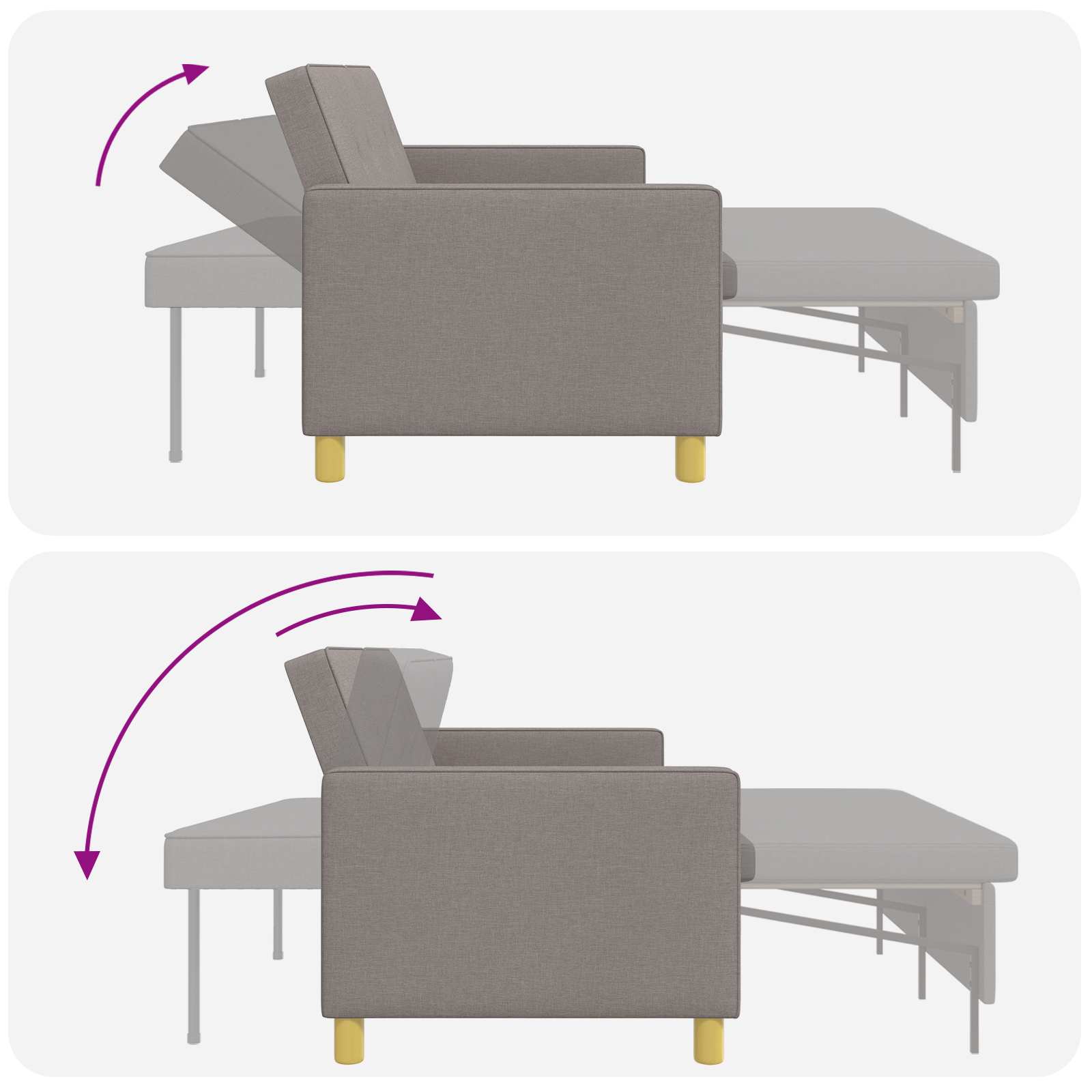 Krevet-sofa na razvlačenje Sivosmeđa Tkanina