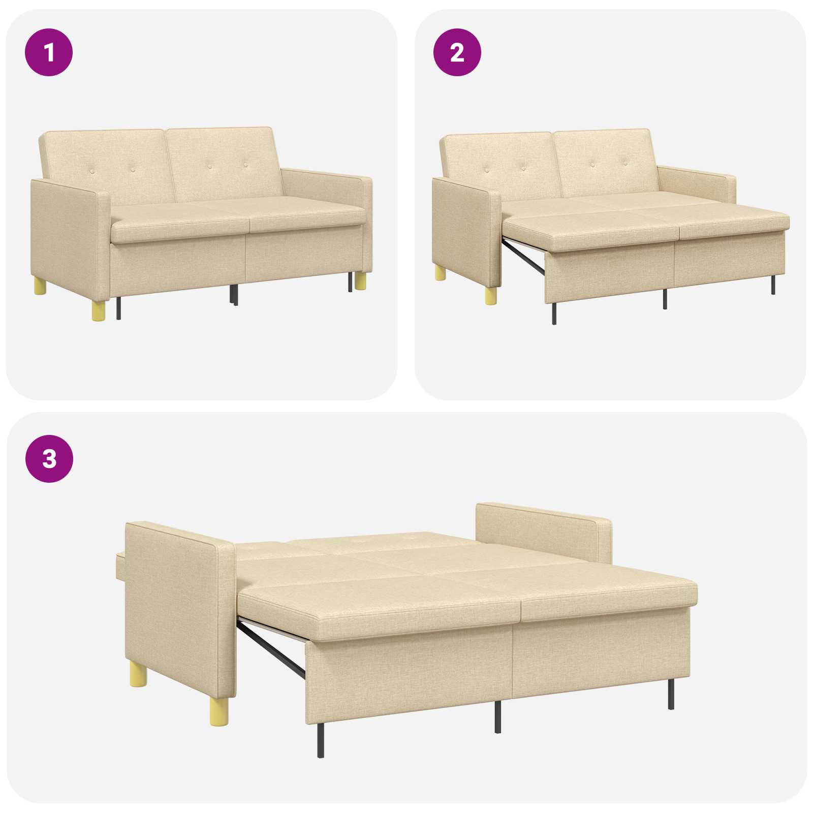 Krevet-sofa na razvlačenje Krem Tkanina