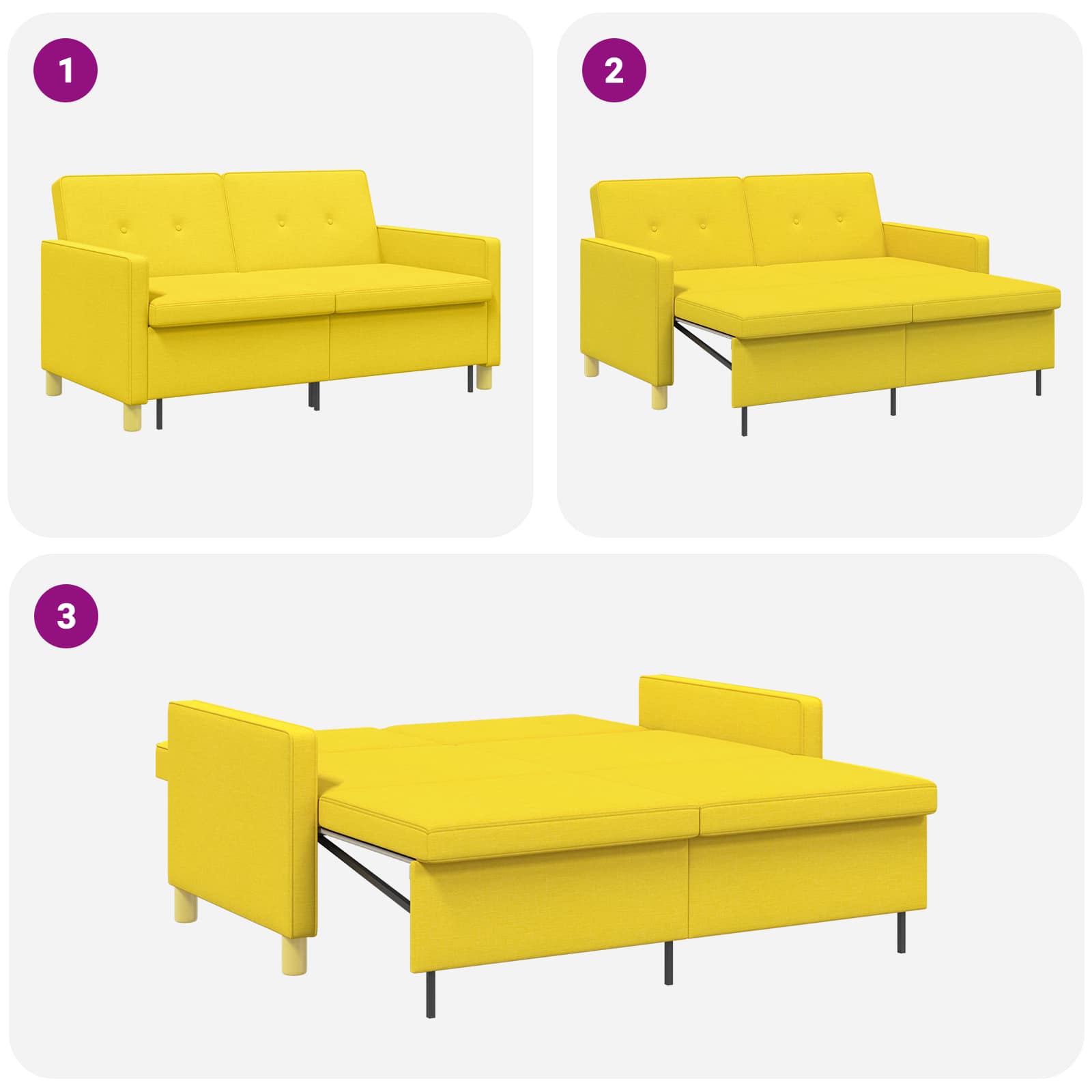 Krevet-sofa na razvlačenje Svijetlo žuta Tkanina