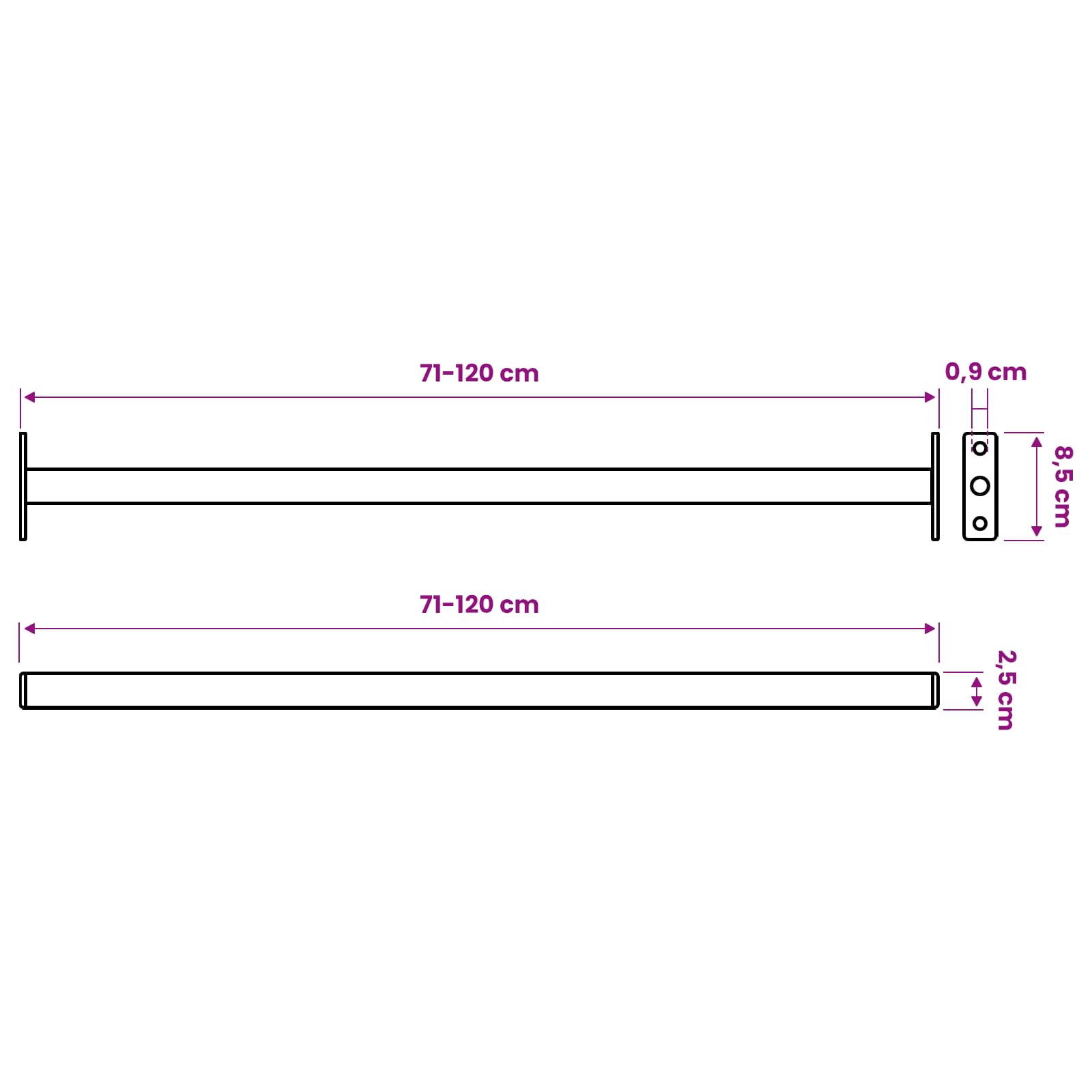 Podesiva sigurnosna šipka za prozore Bijeli 710 -1200 mm Čelik