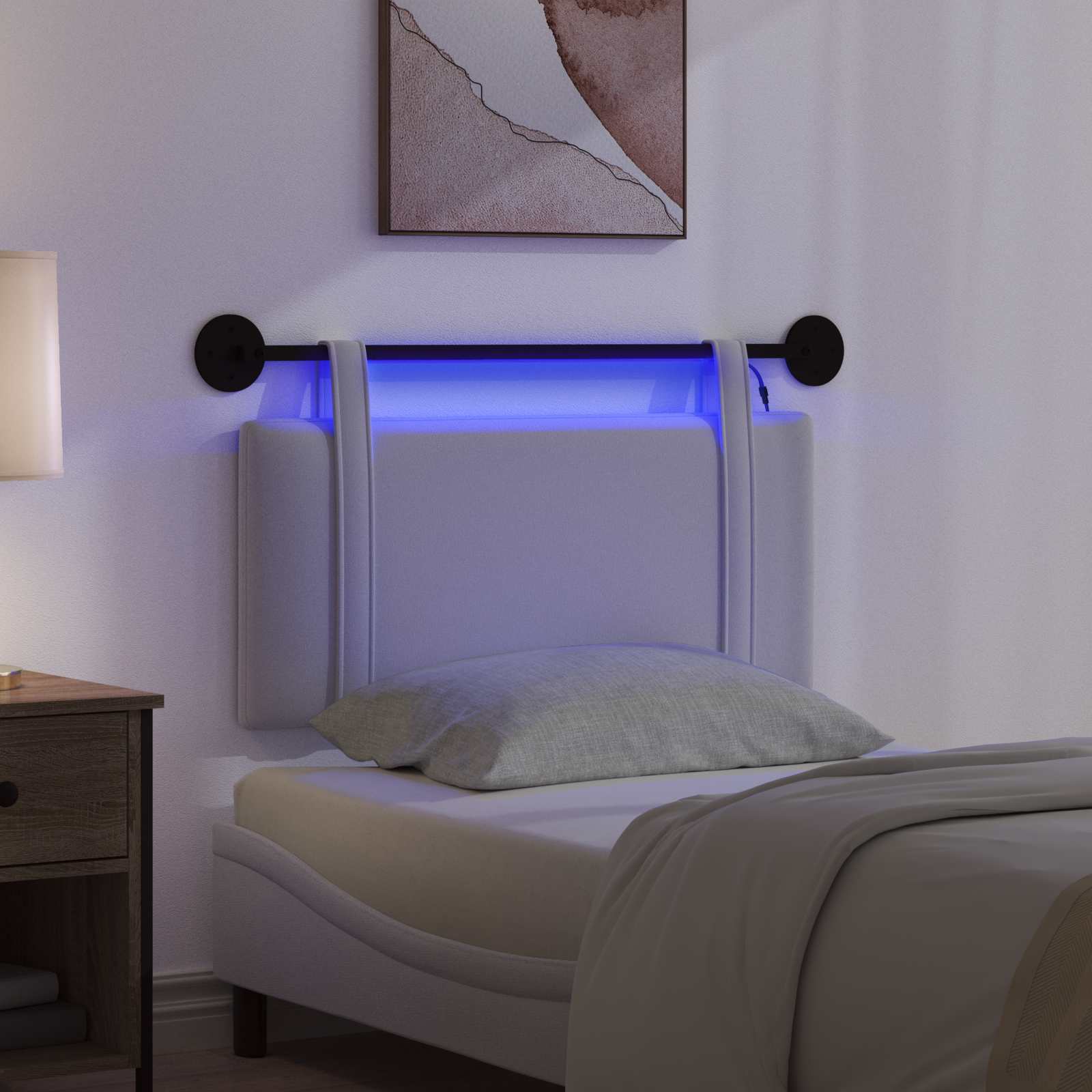 Viseće uzglavlje kreveta S LED svjetlom Bijela Tkanina