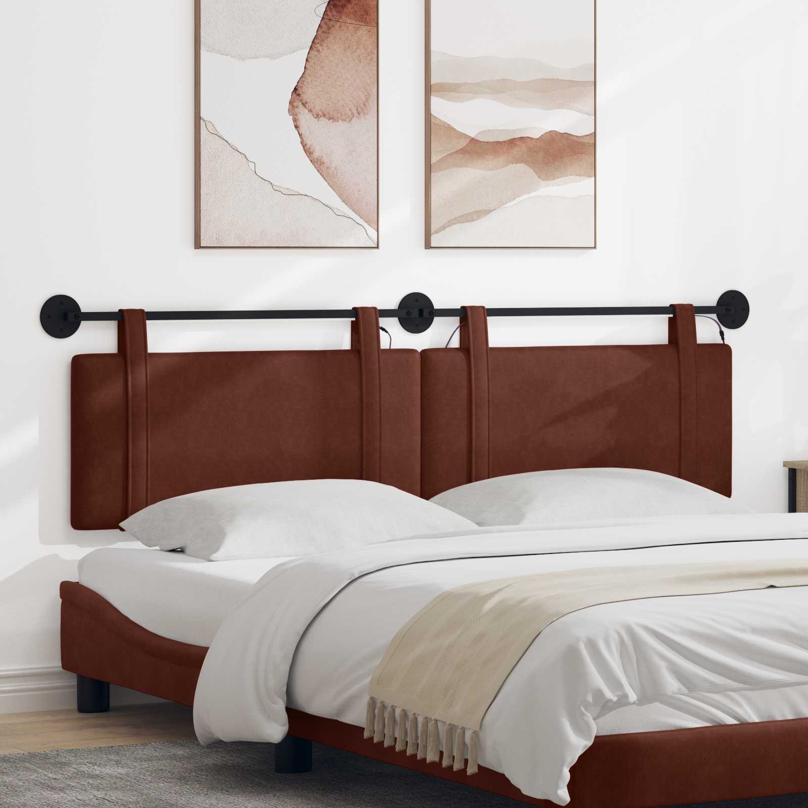 Viseće uzglavlje kreveta S LED svjetlom Sjajno smeđa Antikni PU
