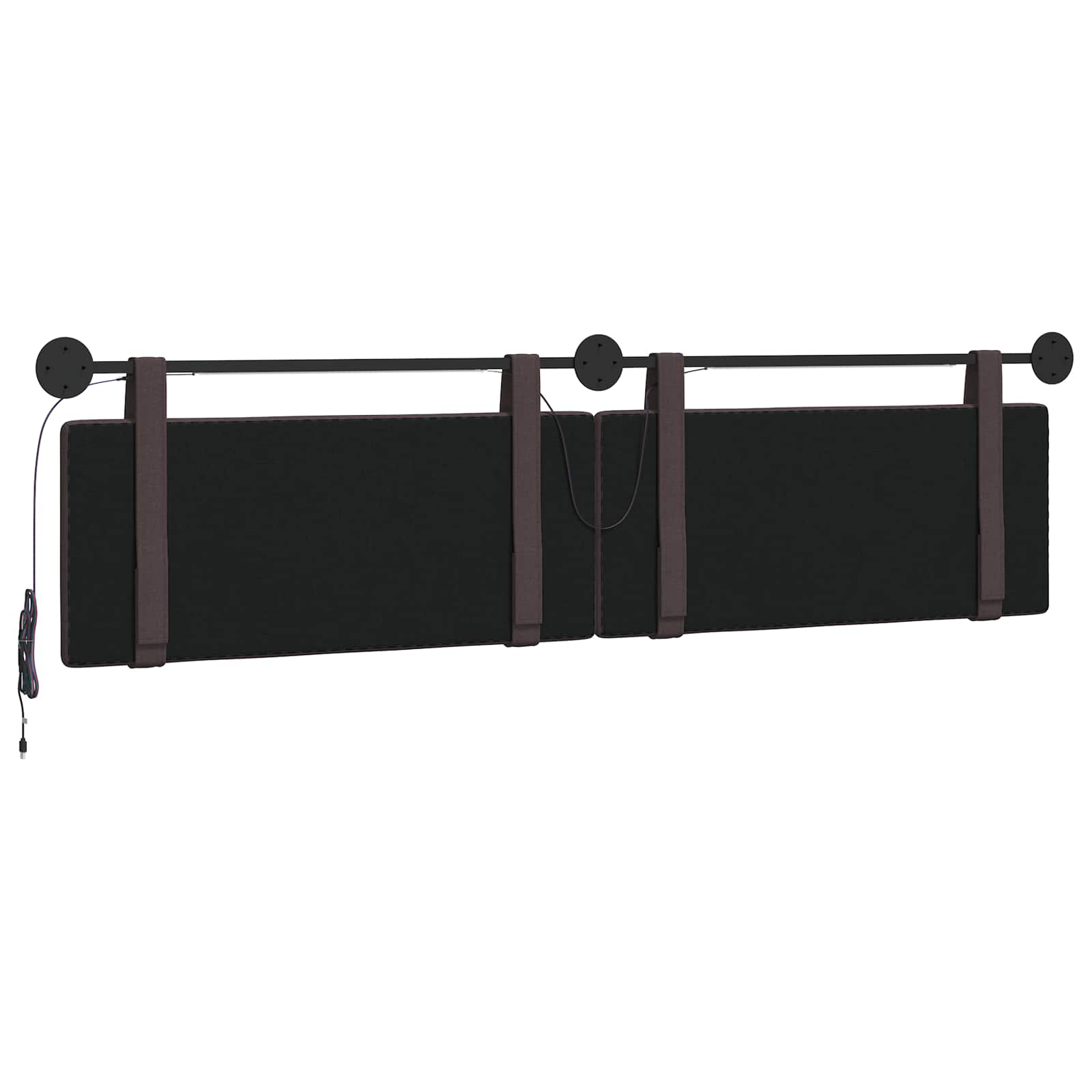 Viseće uzglavlje kreveta S LED svjetlom Tamno smeđa Tkanina
