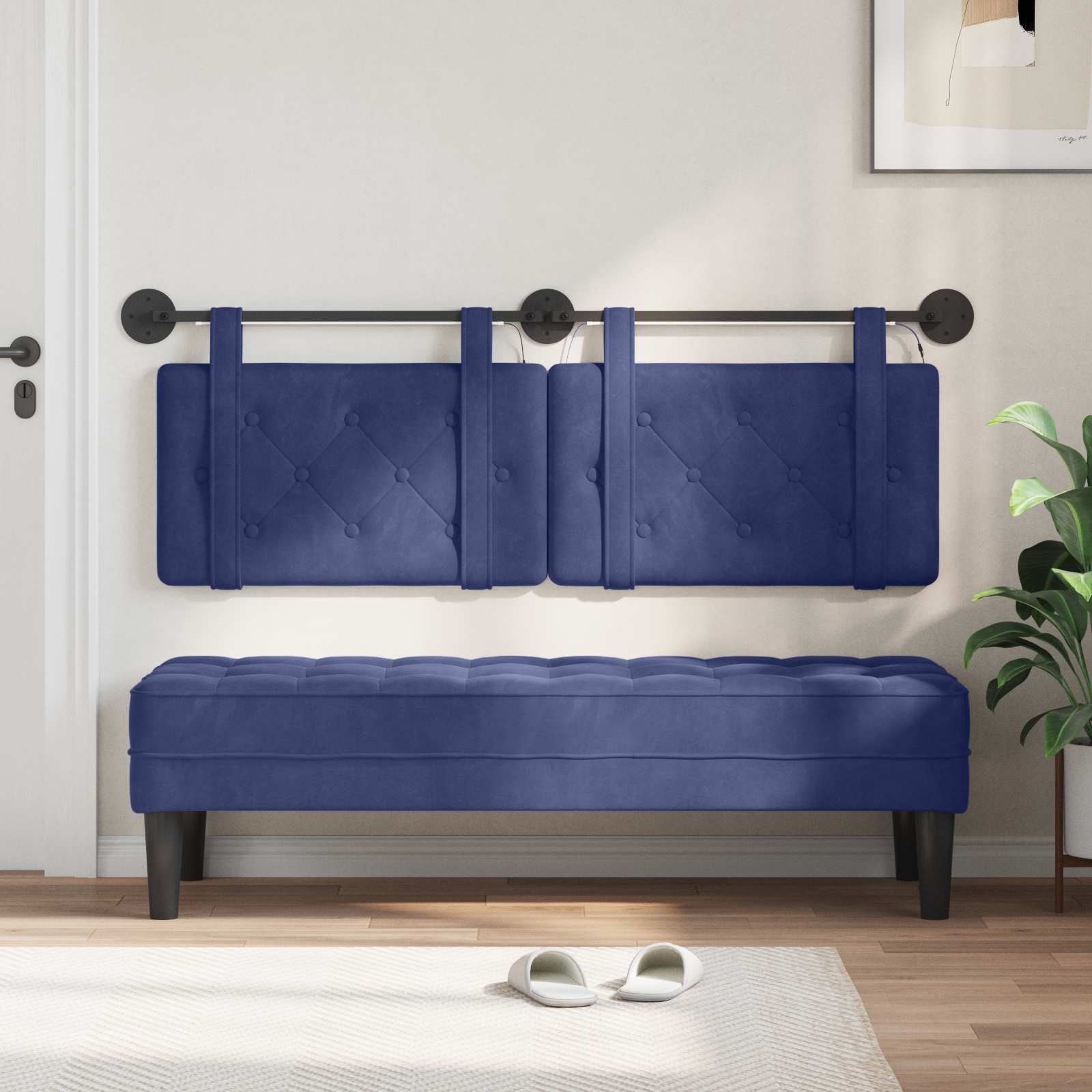 Viseće uzglavlje kreveta S LED svjetlom Policijska plava Baršun