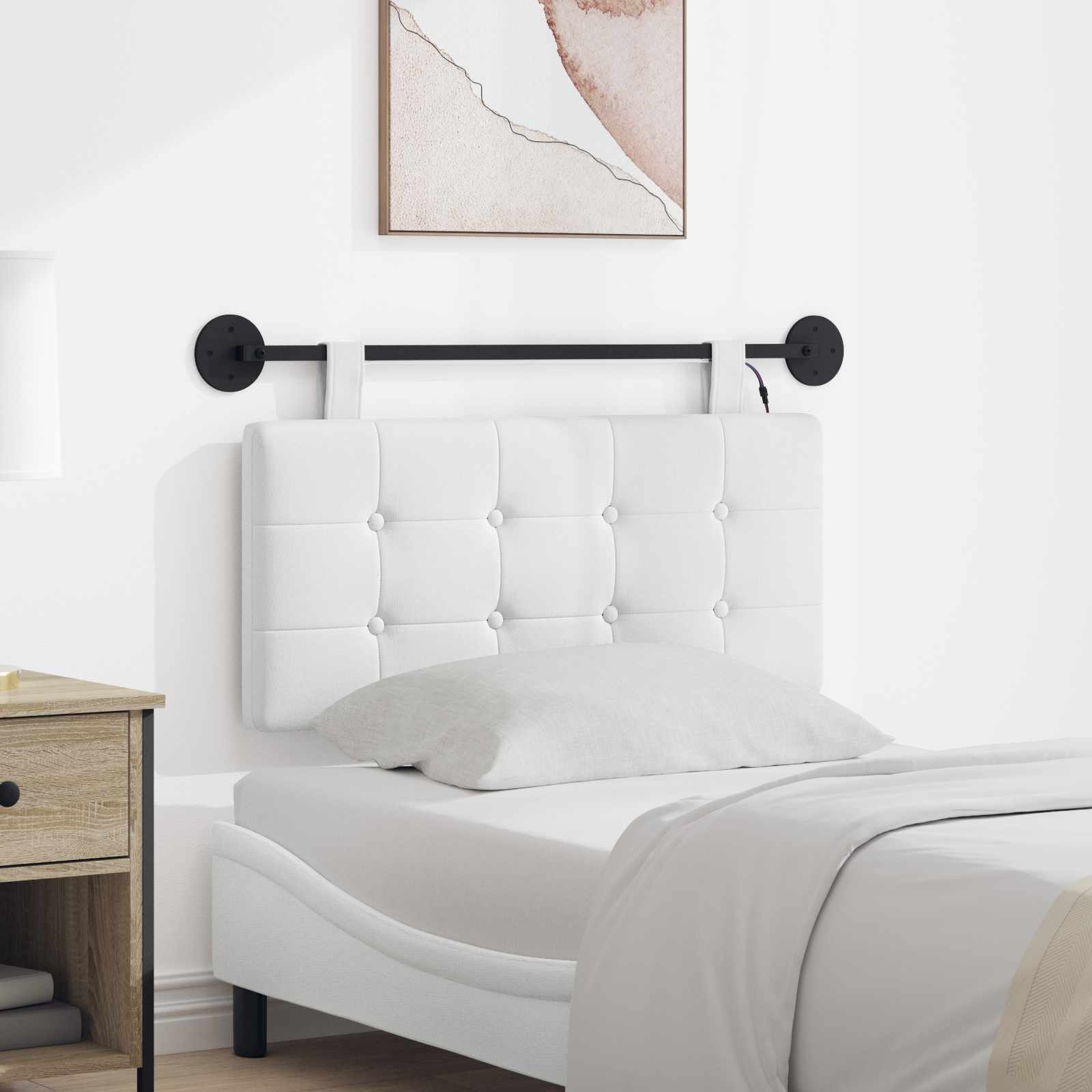 Viseće uzglavlje kreveta S LED svjetlom Bijela Tkanina
