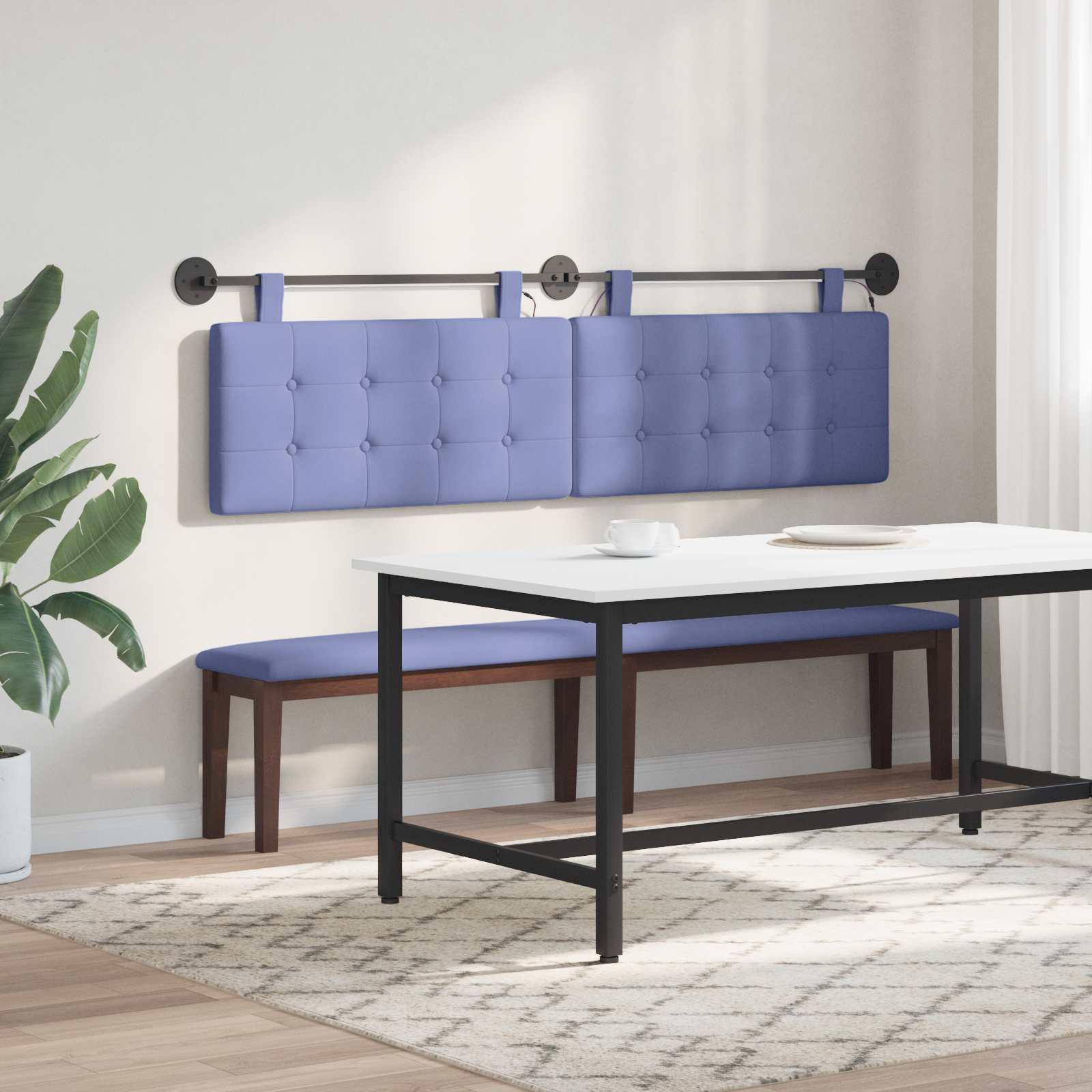 Viseće uzglavlje kreveta S LED svjetlom Traper plava Tkanina