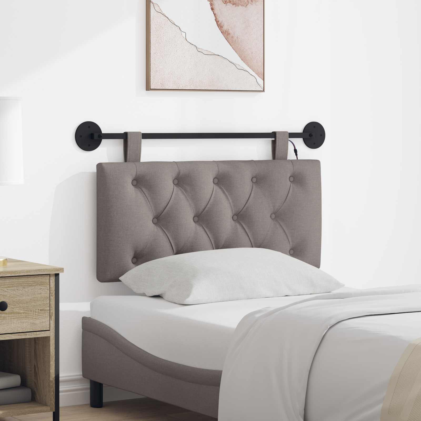 Viseće uzglavlje kreveta S LED svjetlom Sivosmeđa Tkanina