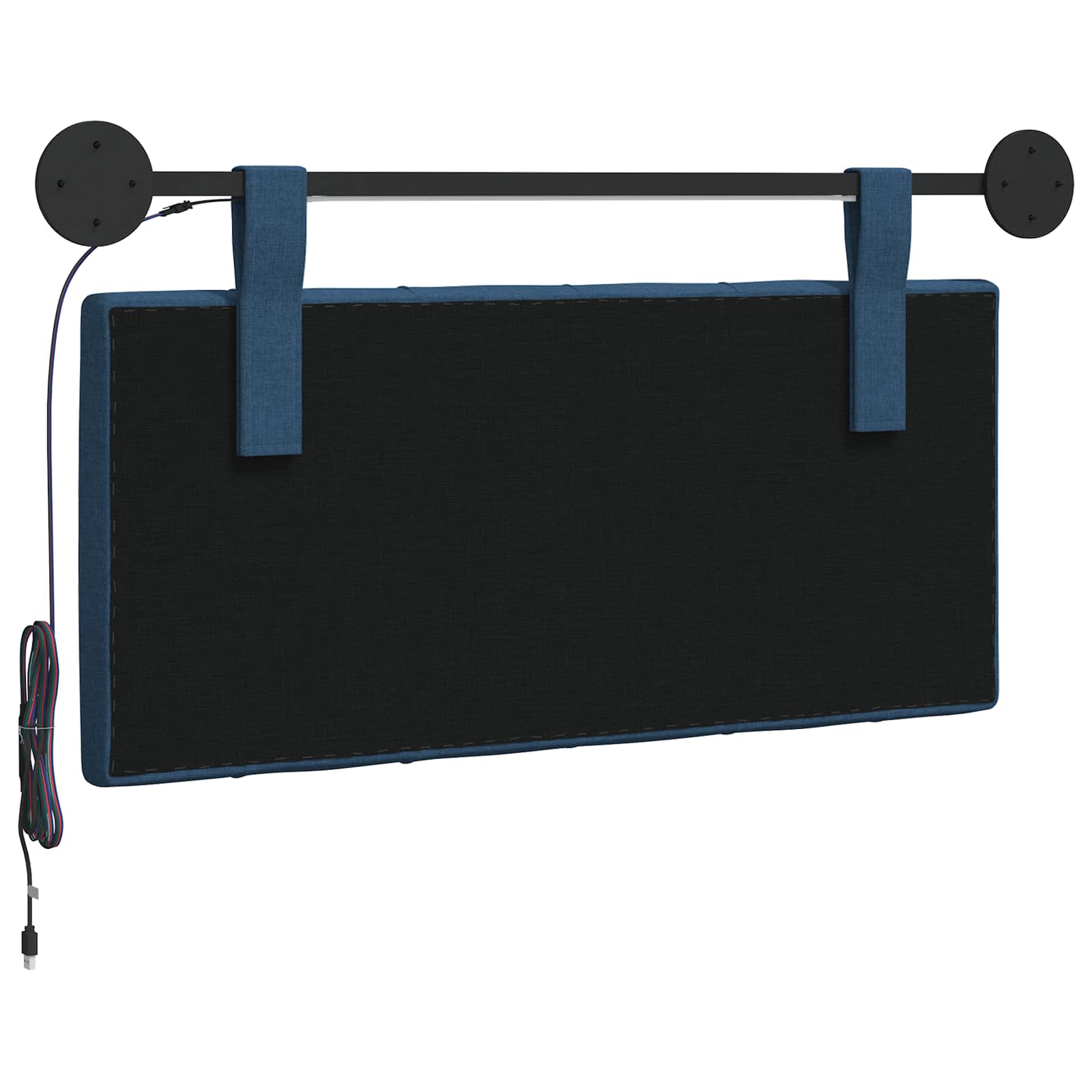Viseće uzglavlje kreveta S LED svjetlom Plava Tkanina