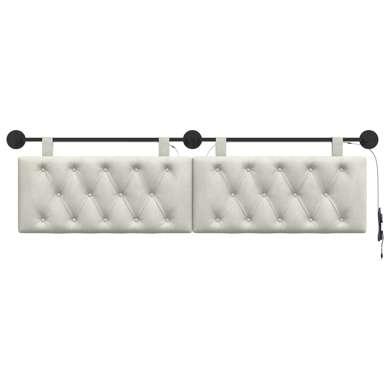 Viseće uzglavlje kreveta S LED svjetlom Krem Baršun