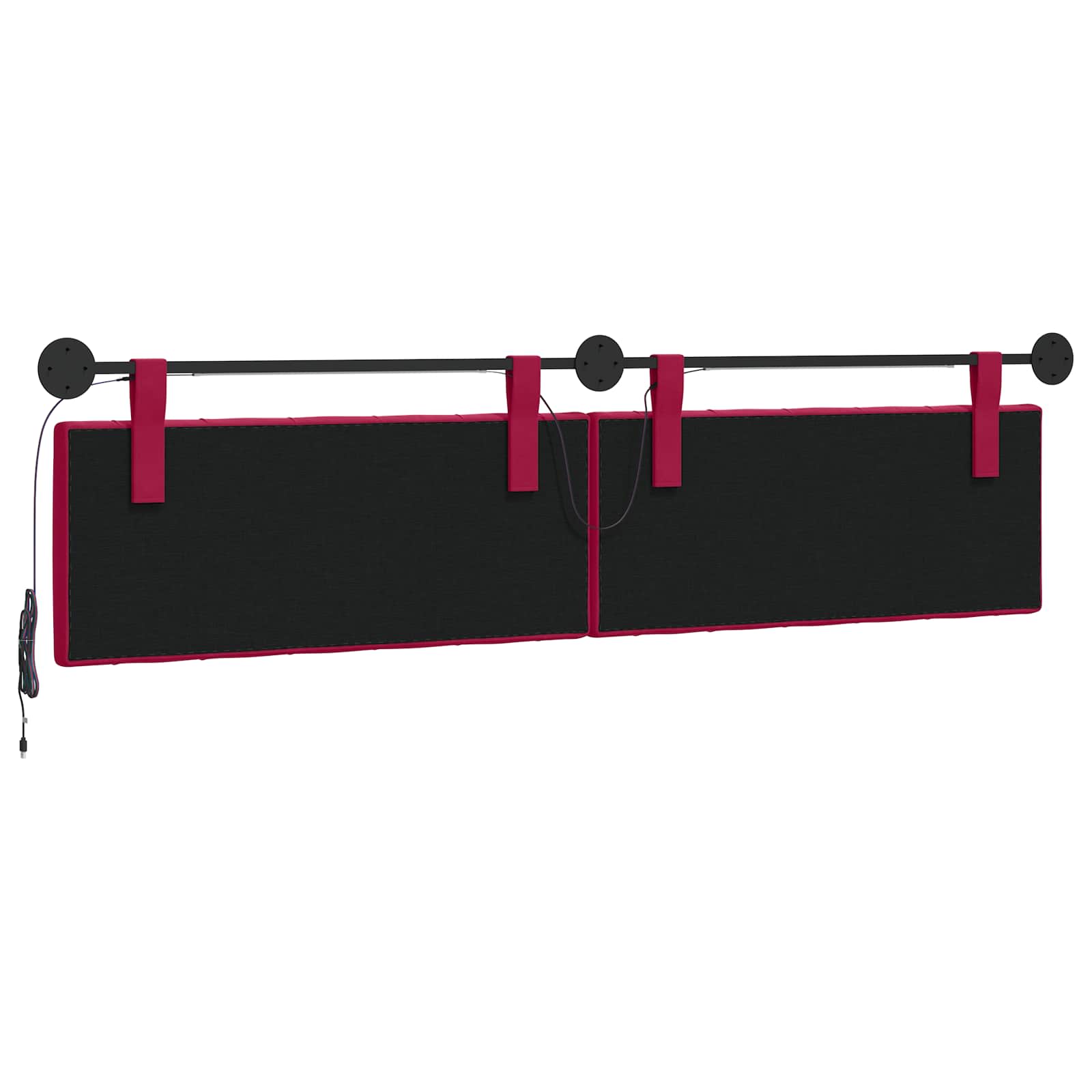 Viseće uzglavlje kreveta S LED svjetlom Vinska crvena Baršun