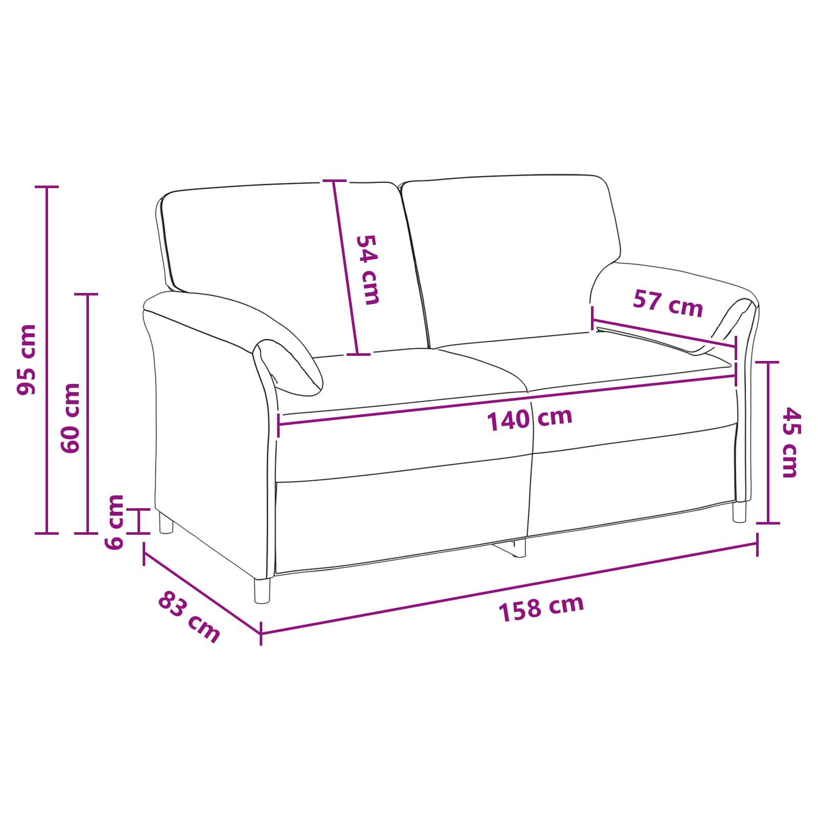 Sofa za dvije osobe Svijetlo zelena 158 x 83 x 95 cm Baršun