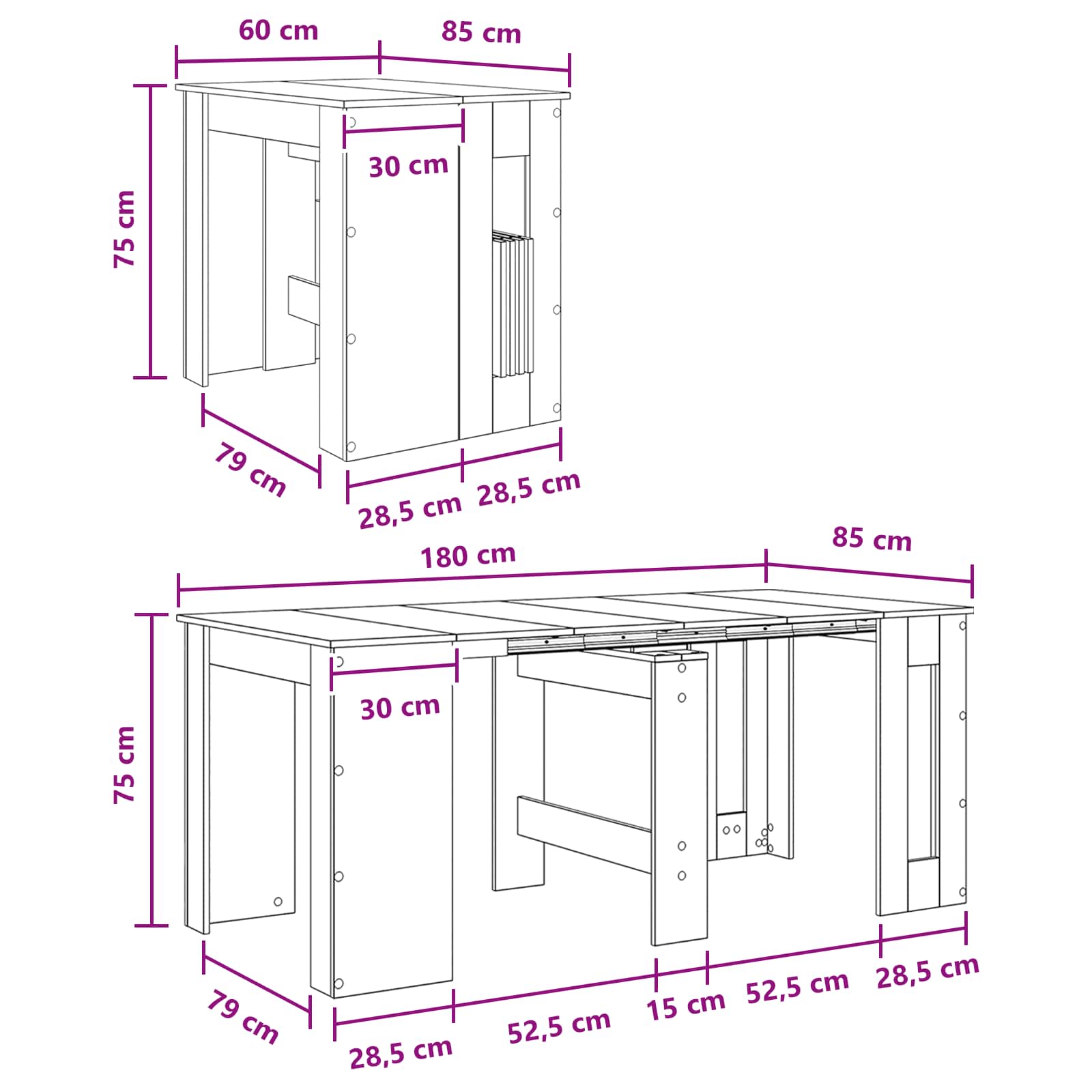 Blagovaonski stol 180 x 85 x 75 cm Konstruirano drvo Staro drvo