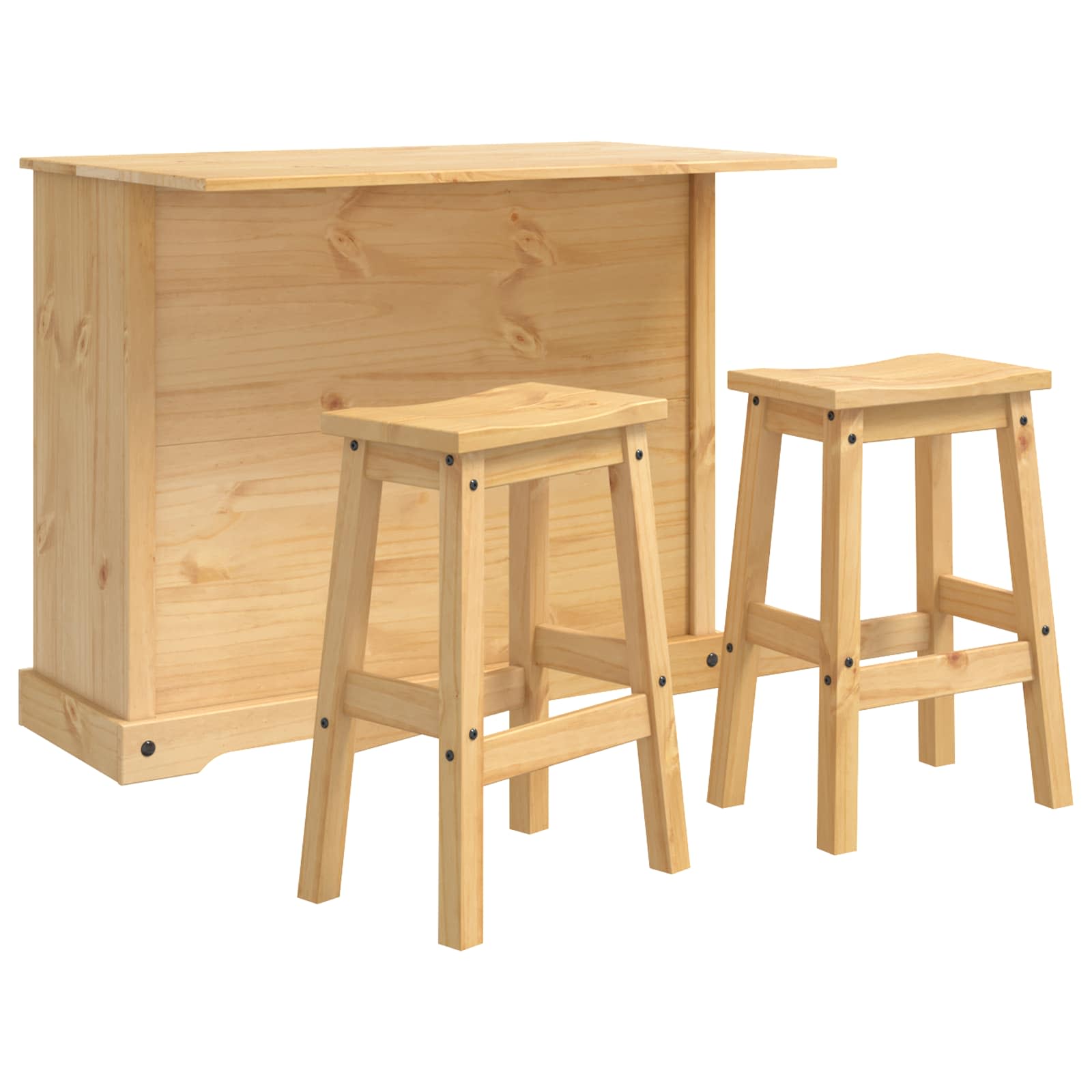 Set kuhinjskog otoka s ladicama 3 pcs Medeni vosak Čvrsta bor