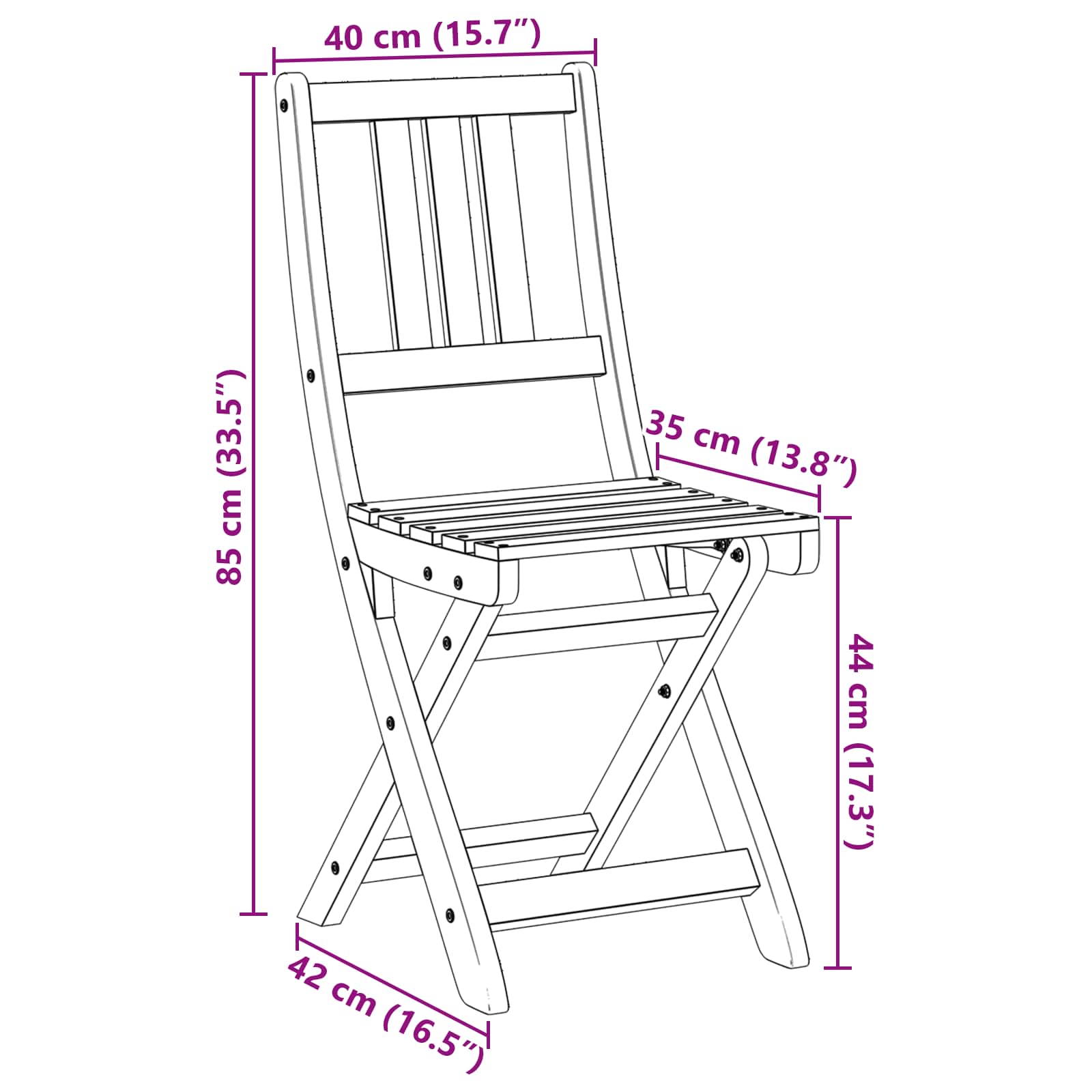 Vanjske bistro stolice 8 pcs Prirodna 40 x 42 x 85 cm