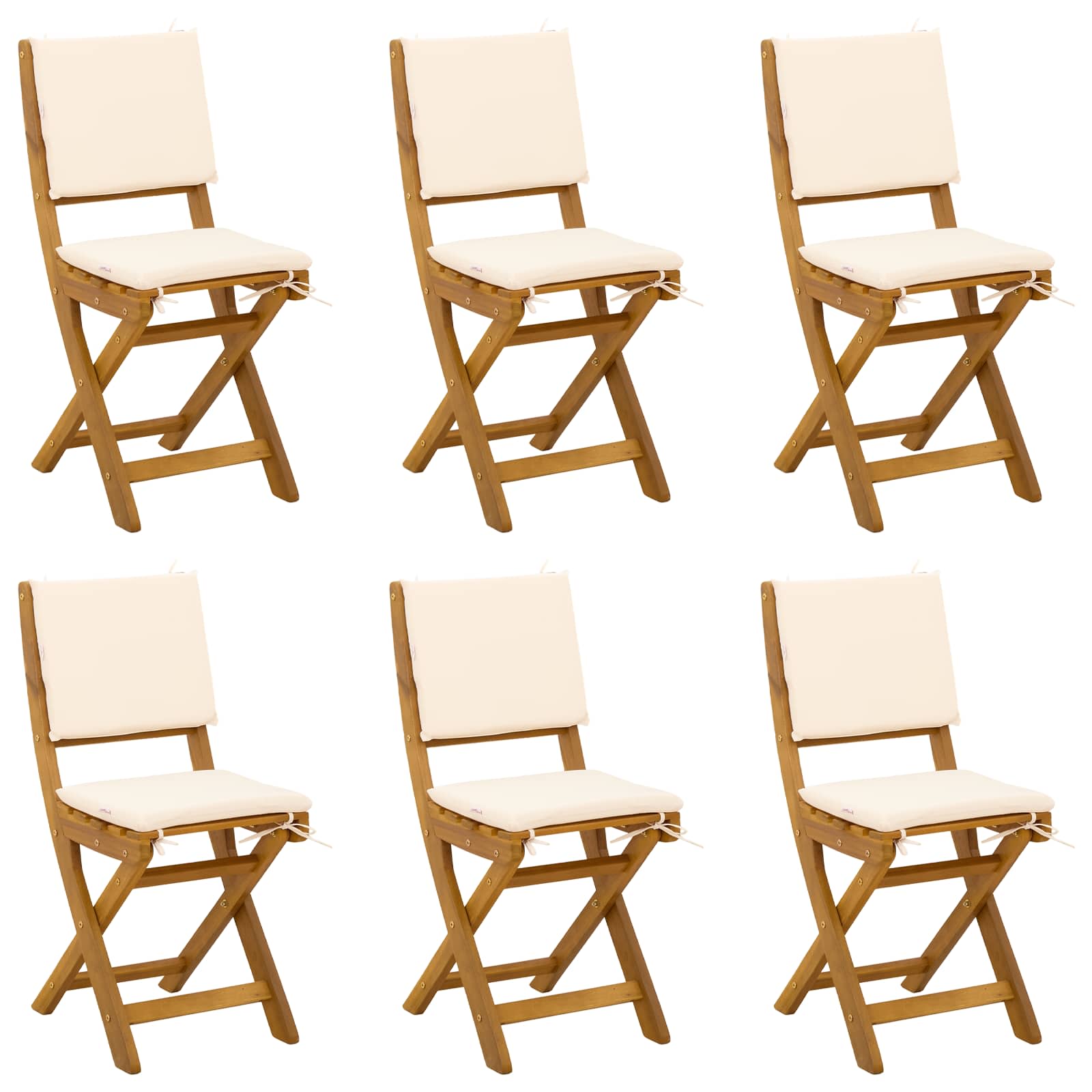 Vanjske bistro stolice 6 pcs Krem bijela 38 x 46 x 85 cm