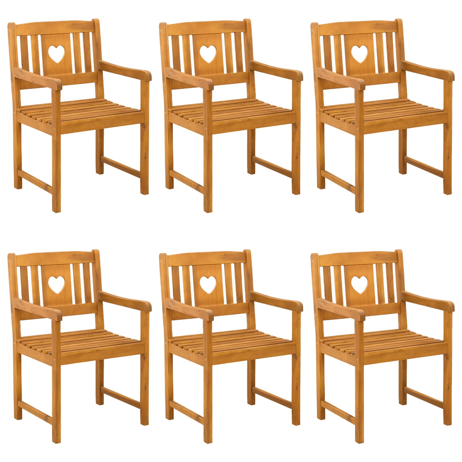 Vrtne stolice 6 pcs Prirodna Čvrsto drvo akacije