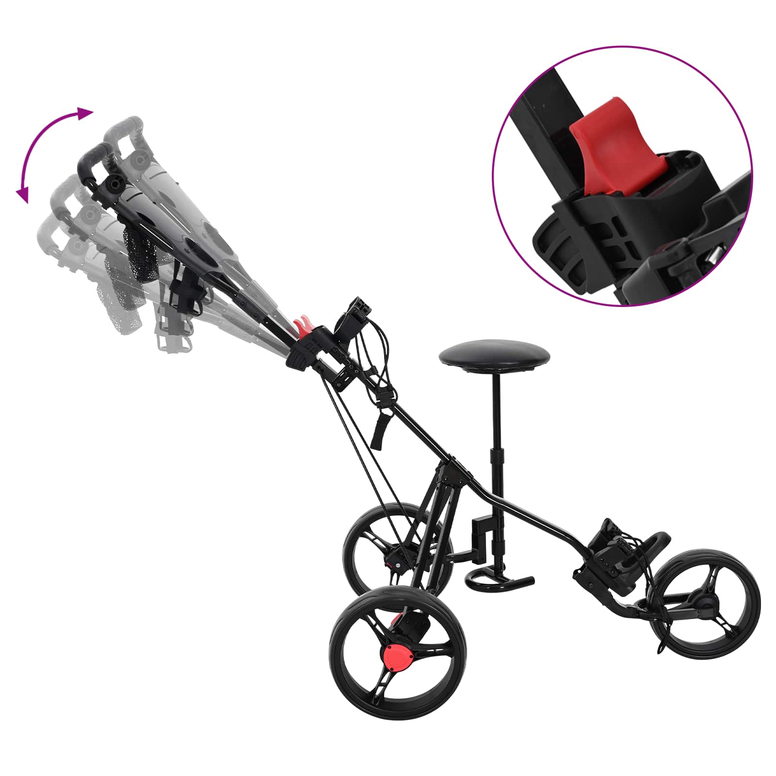 Golf Trolej s sjedištem Crna 95 x 69 x 114 cm Željezo