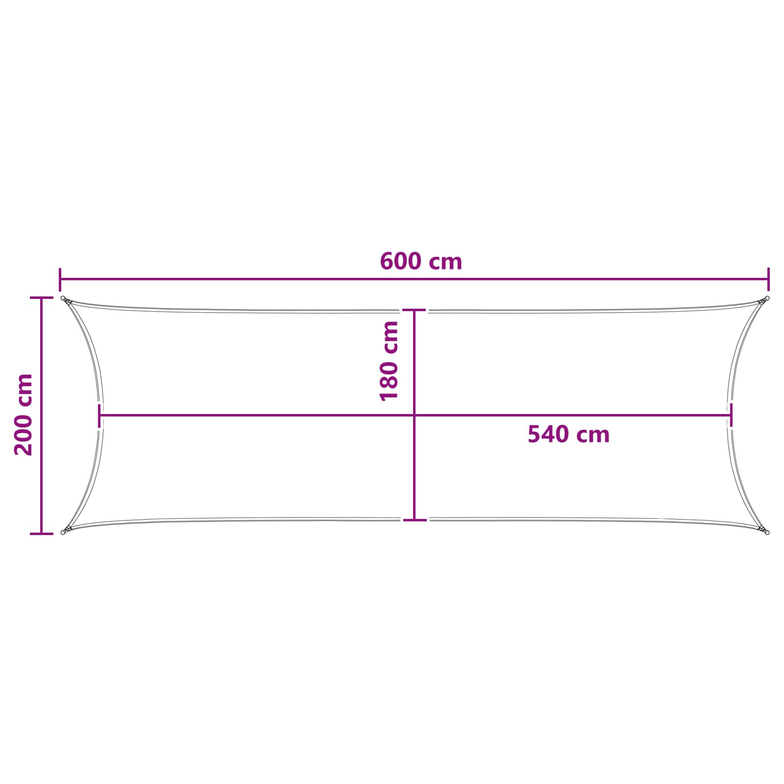 Jedrilica za sunčevu sjenu Bijela 2 x 6 m HDPE