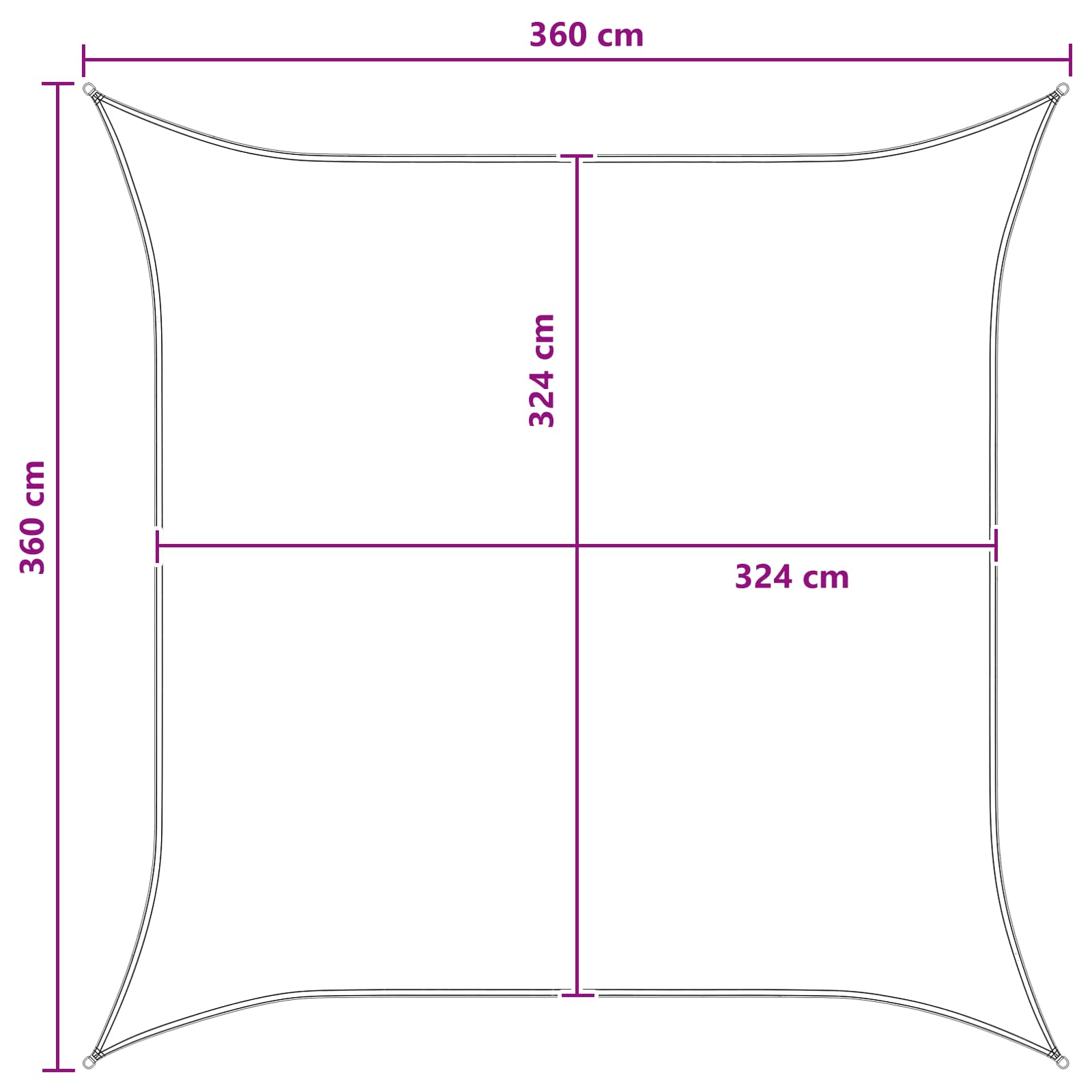 Jedrilica za sunčevu sjenu Žuta i bijela 3,6 x 3,6 m HDPE