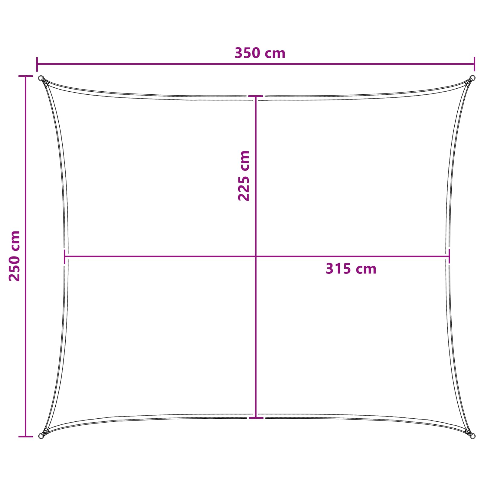 Jedrilica za sunčevu sjenu Žuta i bijela 2,5 x 3,5 m HDPE