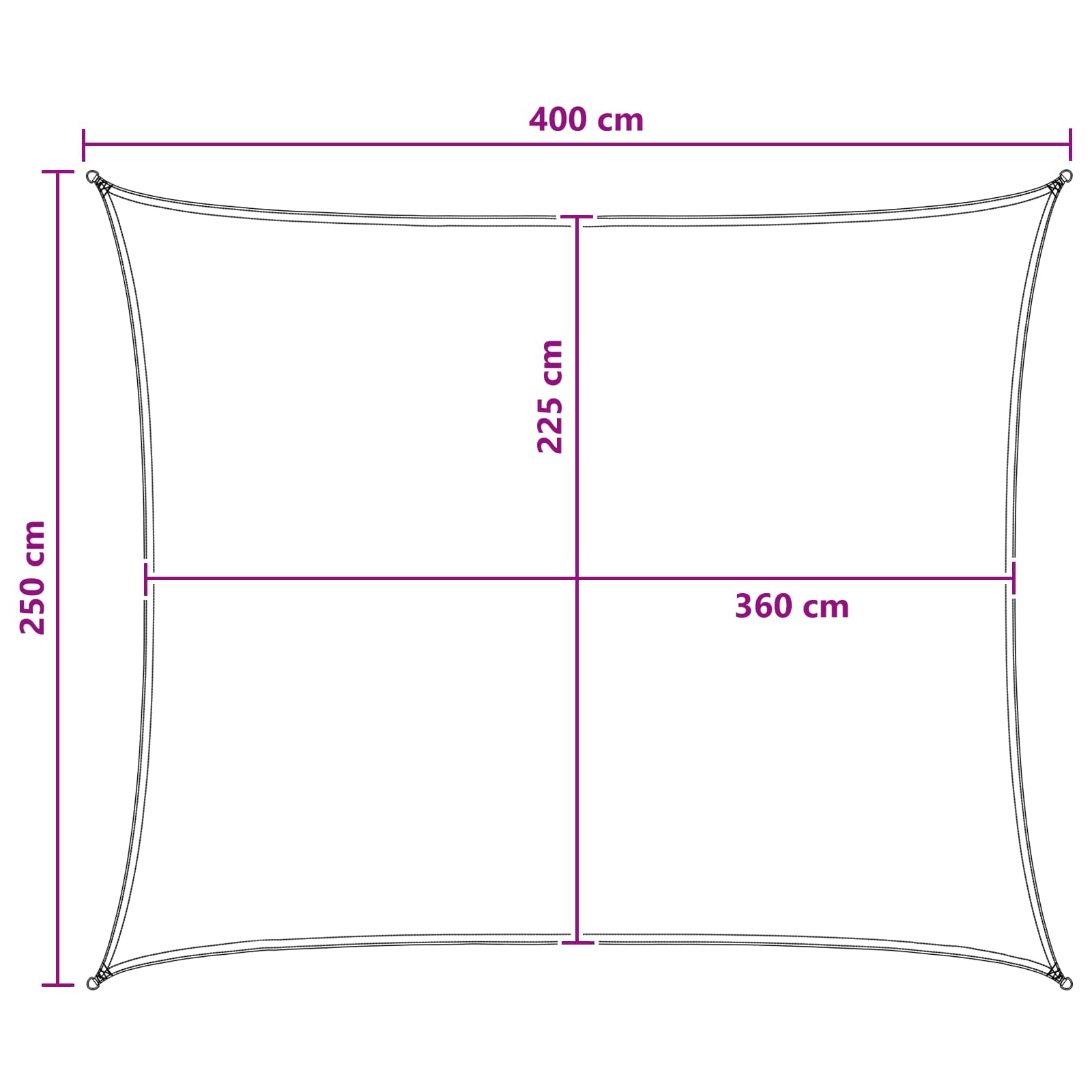 Jedrilica za sunčevu sjenu Žuta i bijela 2,5 x 4 m HDPE