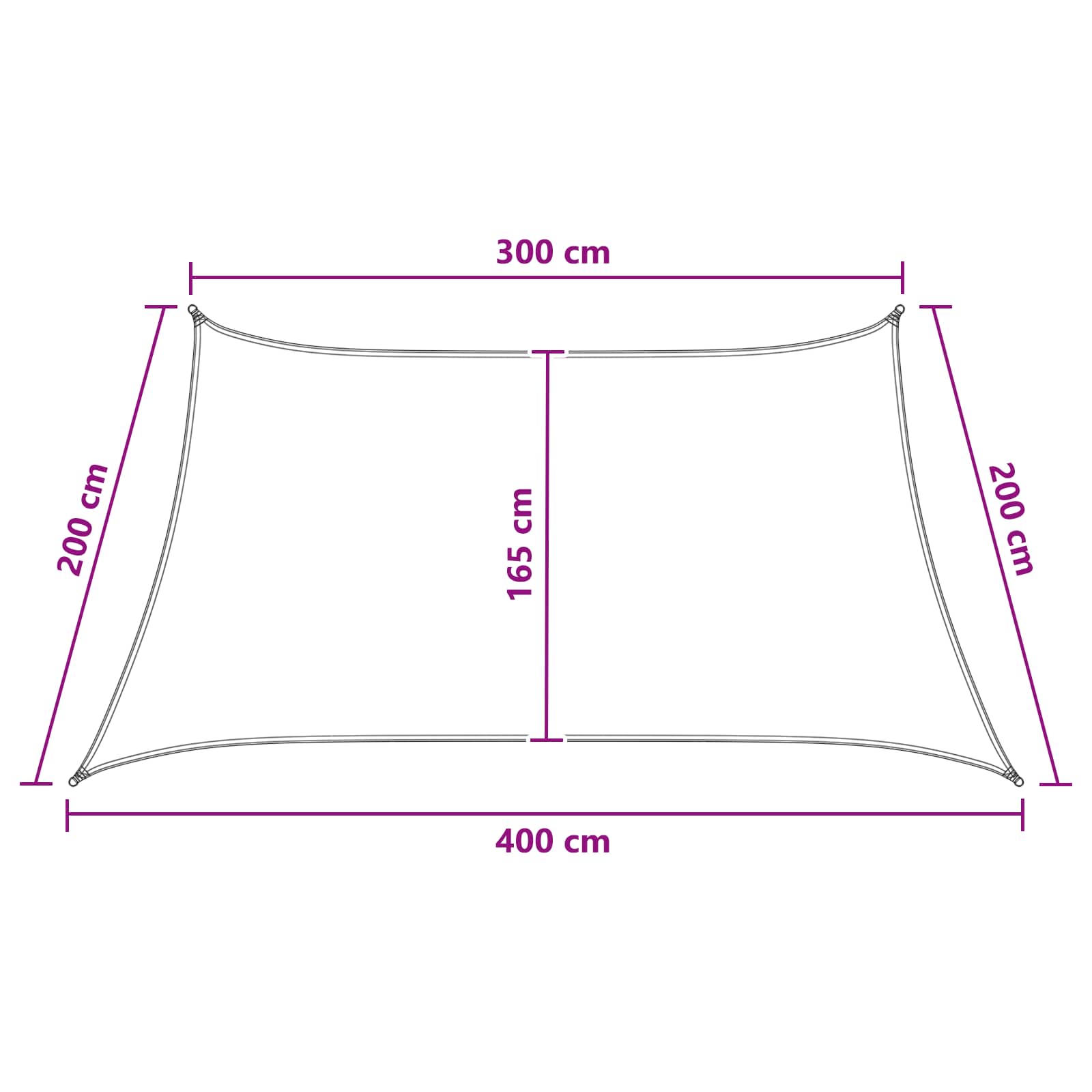 Jedrilica za sunčevu sjenu Žuta i bijela 3 / 4 x 2 m HDPE