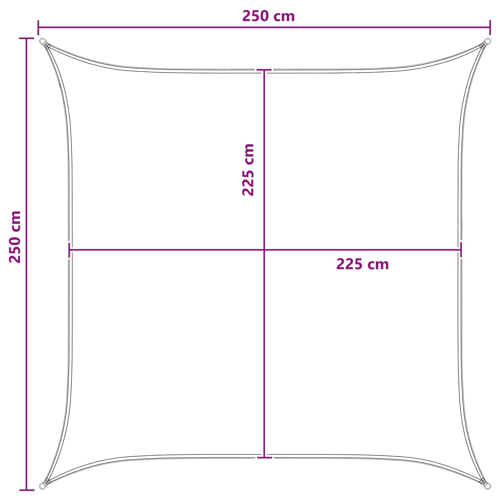 Jedrilica za sunčevu sjenu Svijetlo siva i bijela. 2,5 x 2,5 m