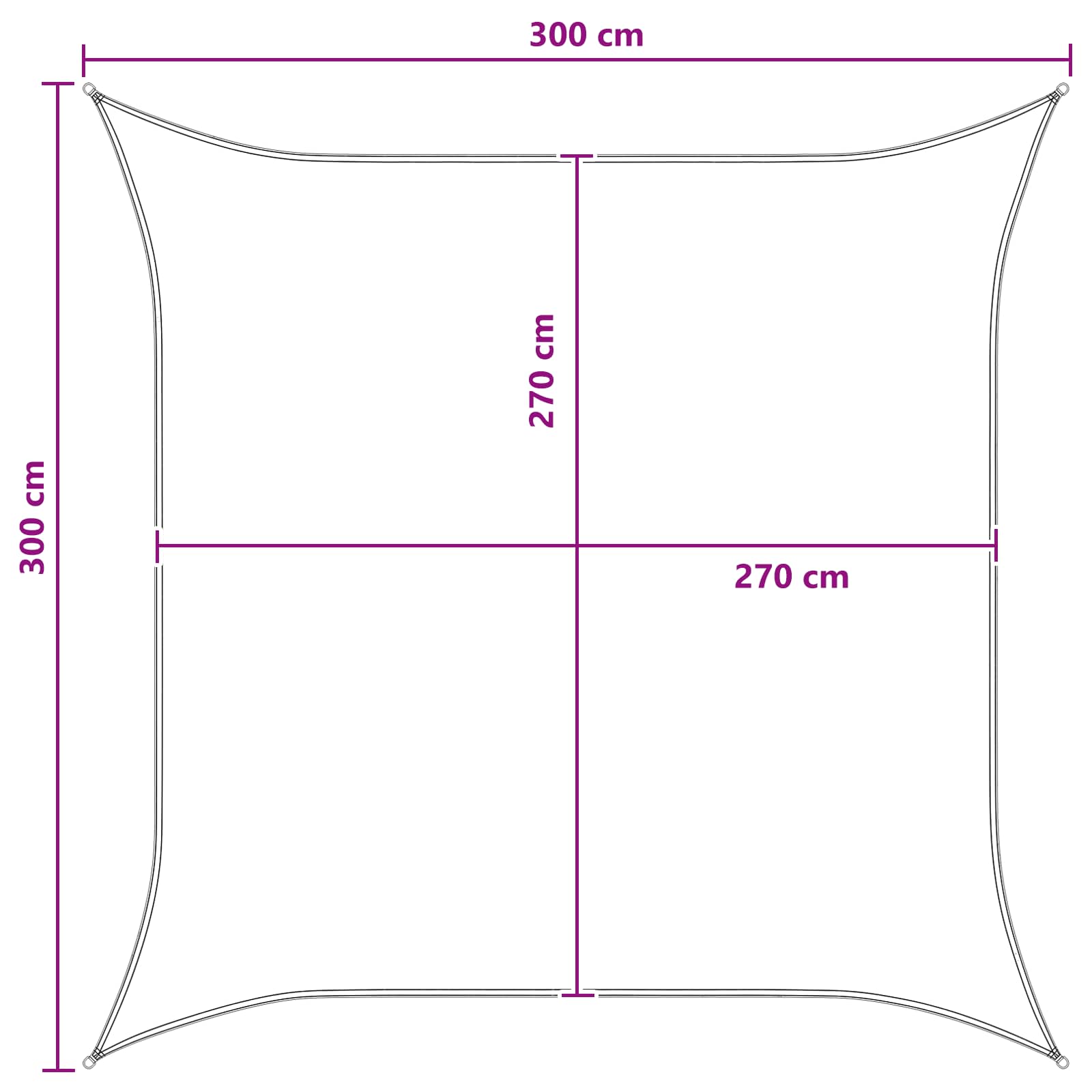 Jedrilica za sunčevu sjenu Svijetlo siva i bijela. 3 x 3 m HDPE