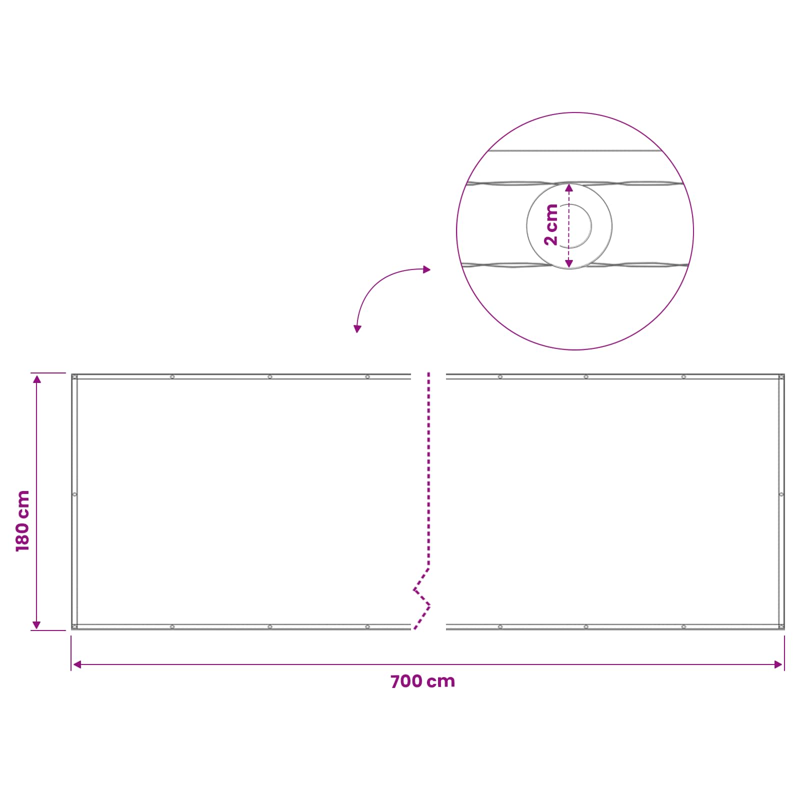 Zaslon za privatnost na balkonu 180 x 700 cm