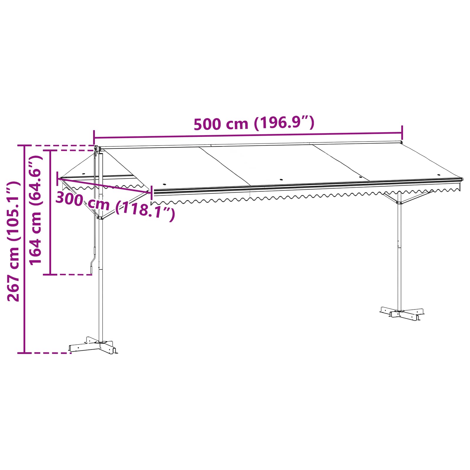 Samostojeća tend Antracit 5 x 3 m Poliester