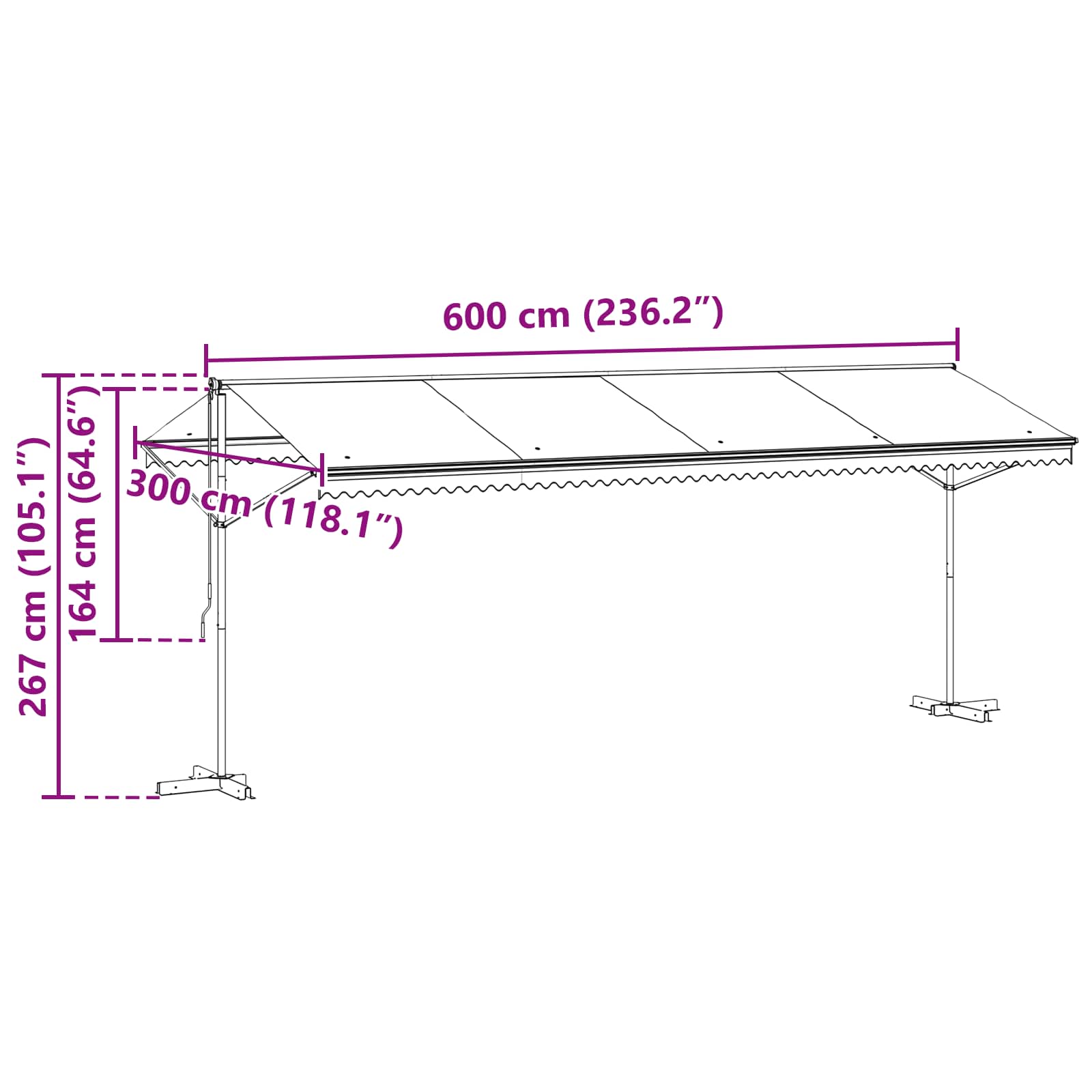 Samostojeća tend Antracit 6 x 3 m Poliester