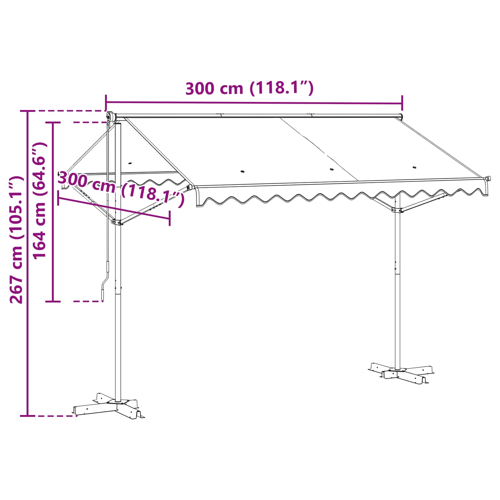 Samostojeća tend Siva 3 x 3 m Poliester